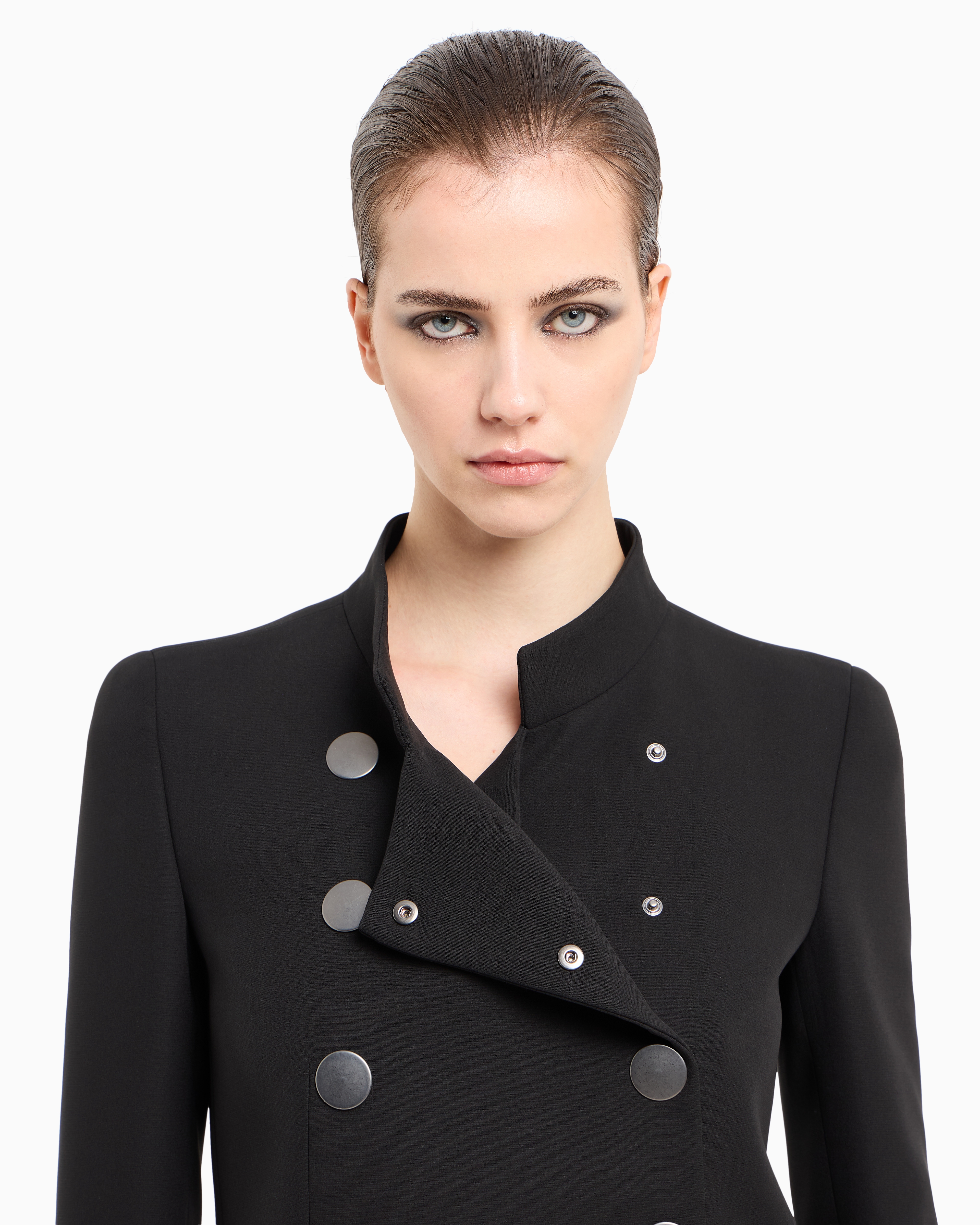 ダブルブレスト ショートジャケット シルク クレープキャディ