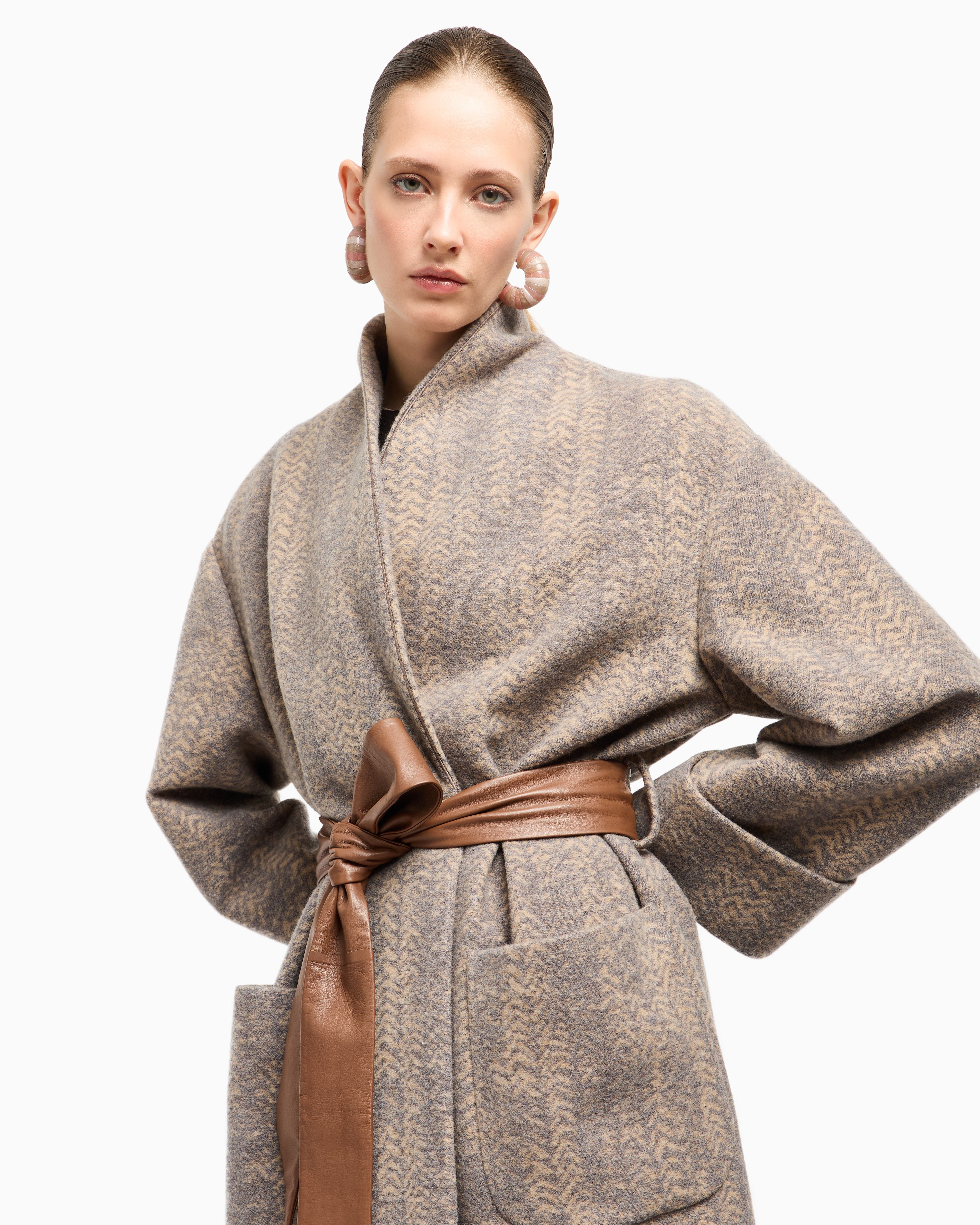 ASV ロングコート ウール／カシミア シェブロン | Giorgio Armani