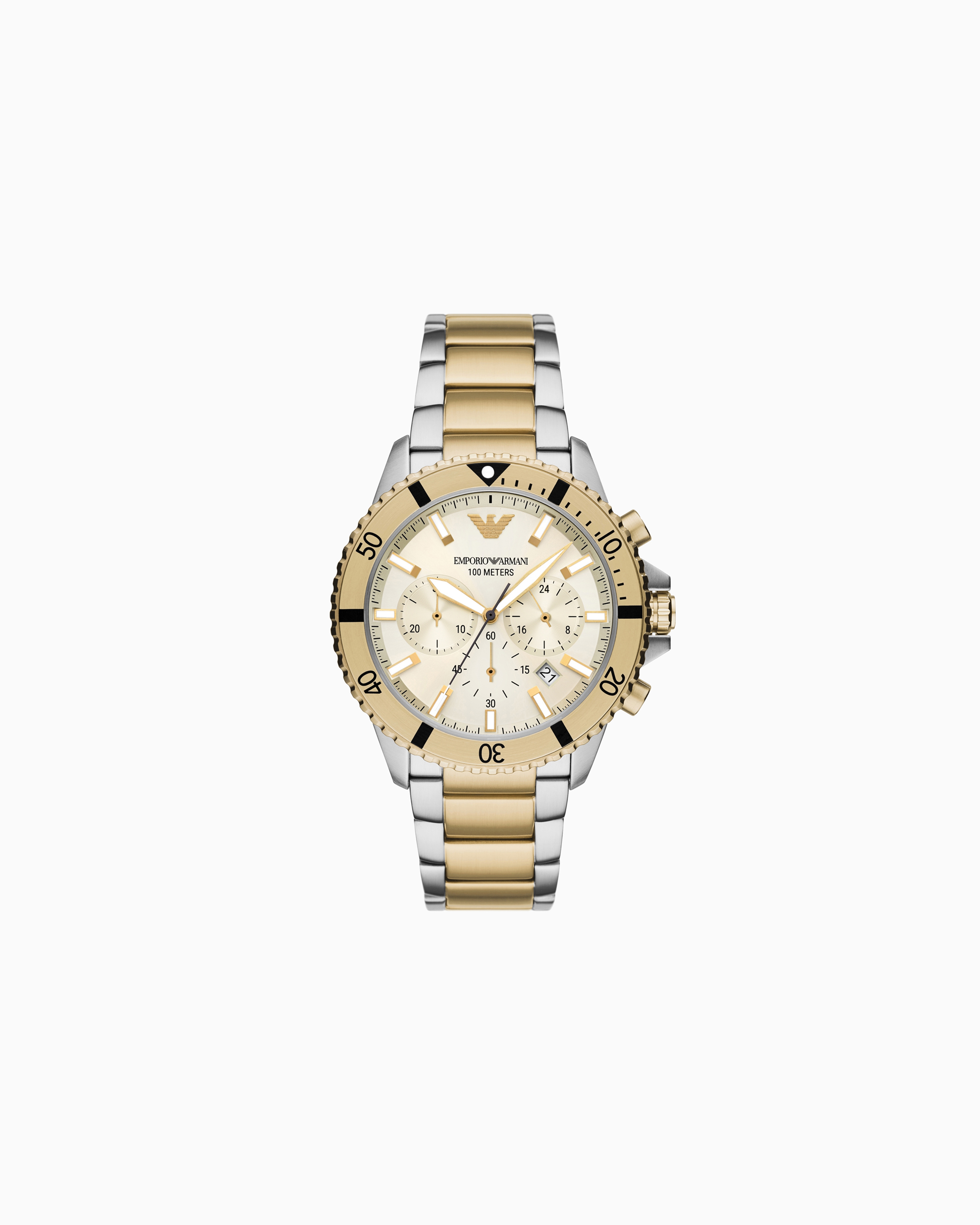 Emporio Armani - World Explorer Chronograph Two-Tone Stainless Steel Watch, Man, Multicoloured, Size: TU