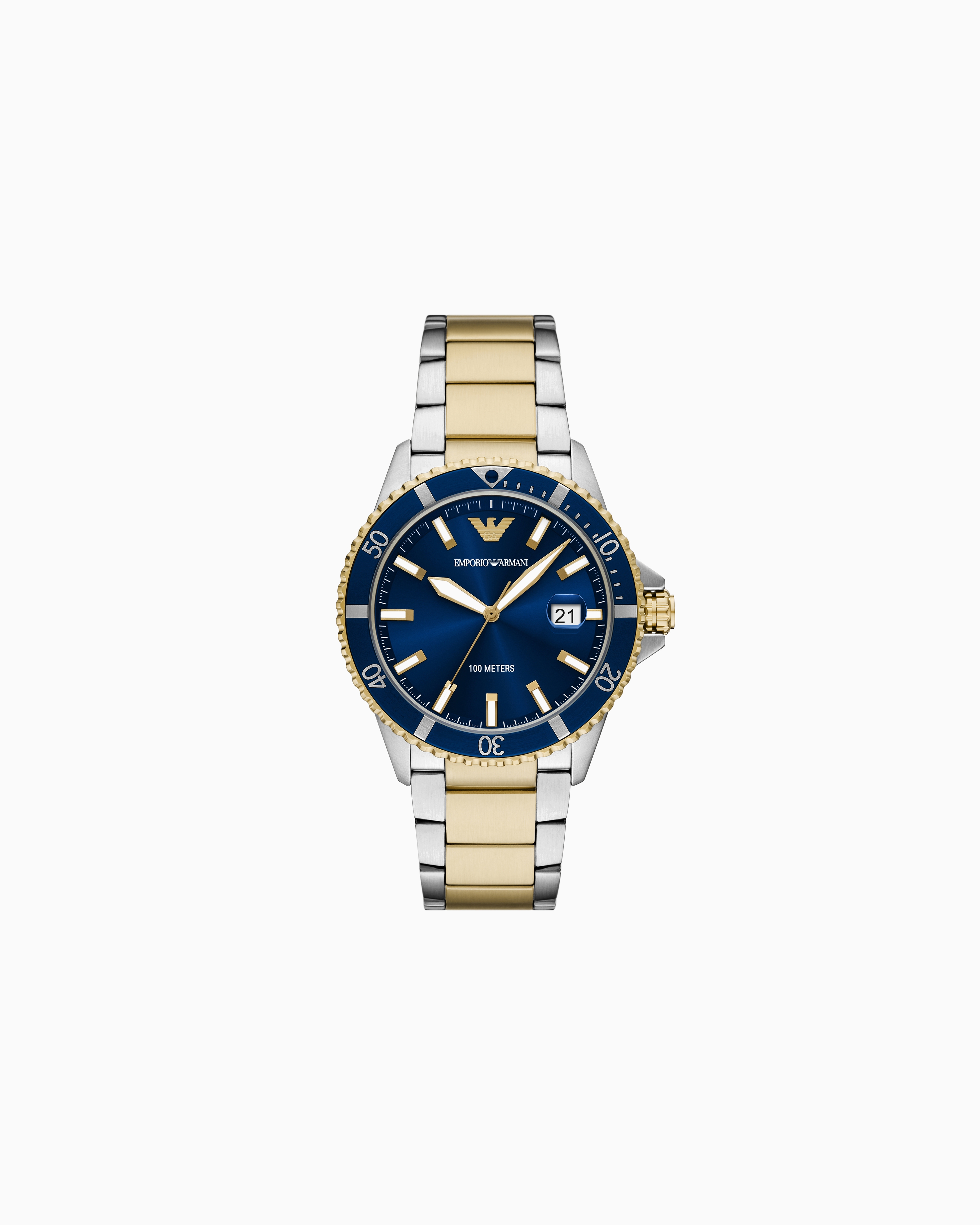 Emporio Armani -  World Explorer Three-Hand Date Two-Tone Stainless Steel Watch, Man, Multicoloured, Size: TU