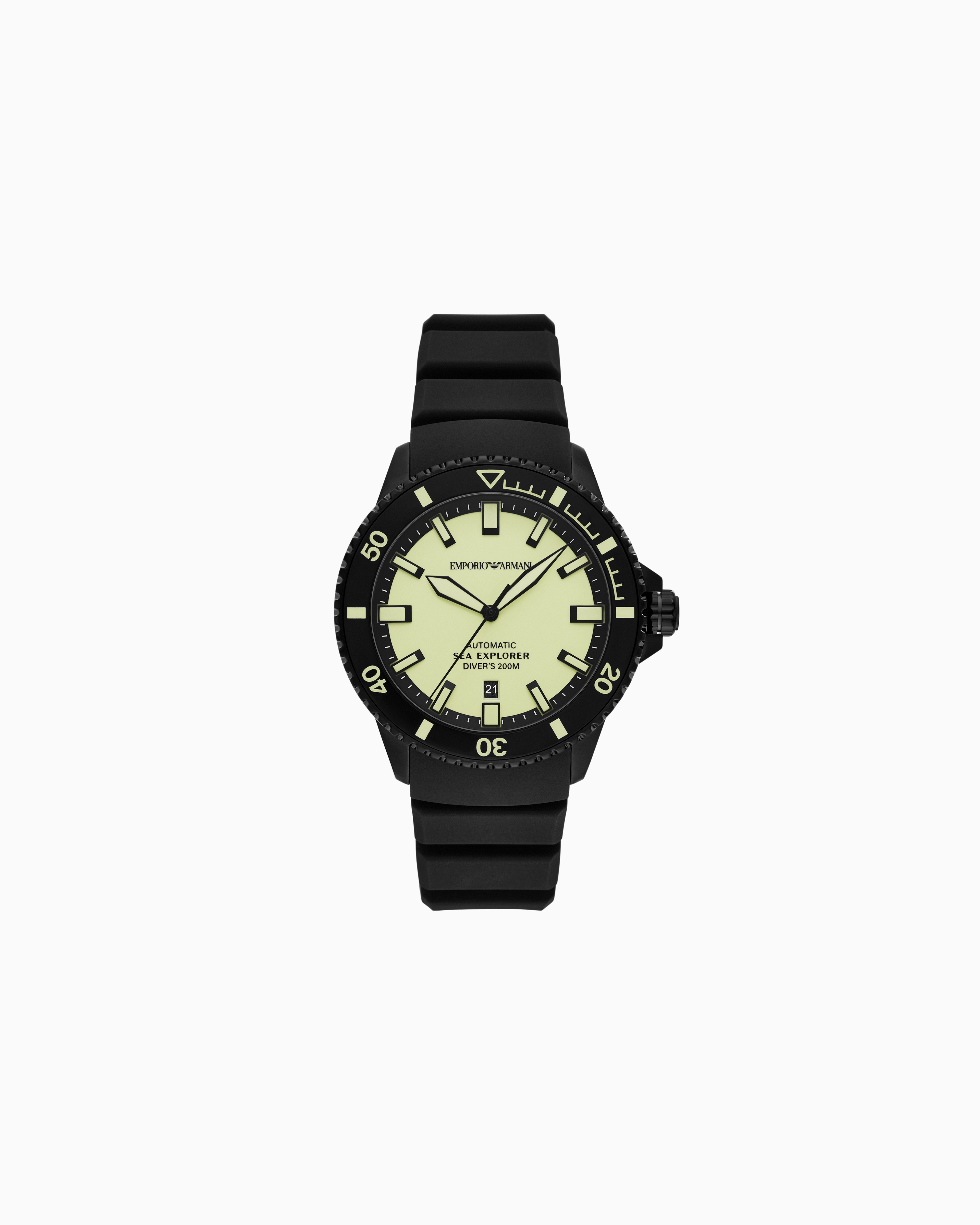 Emporio Armani -  Sea Explorer Automatic Black Silicone Watch, Man, Multicoloured, Size: TU