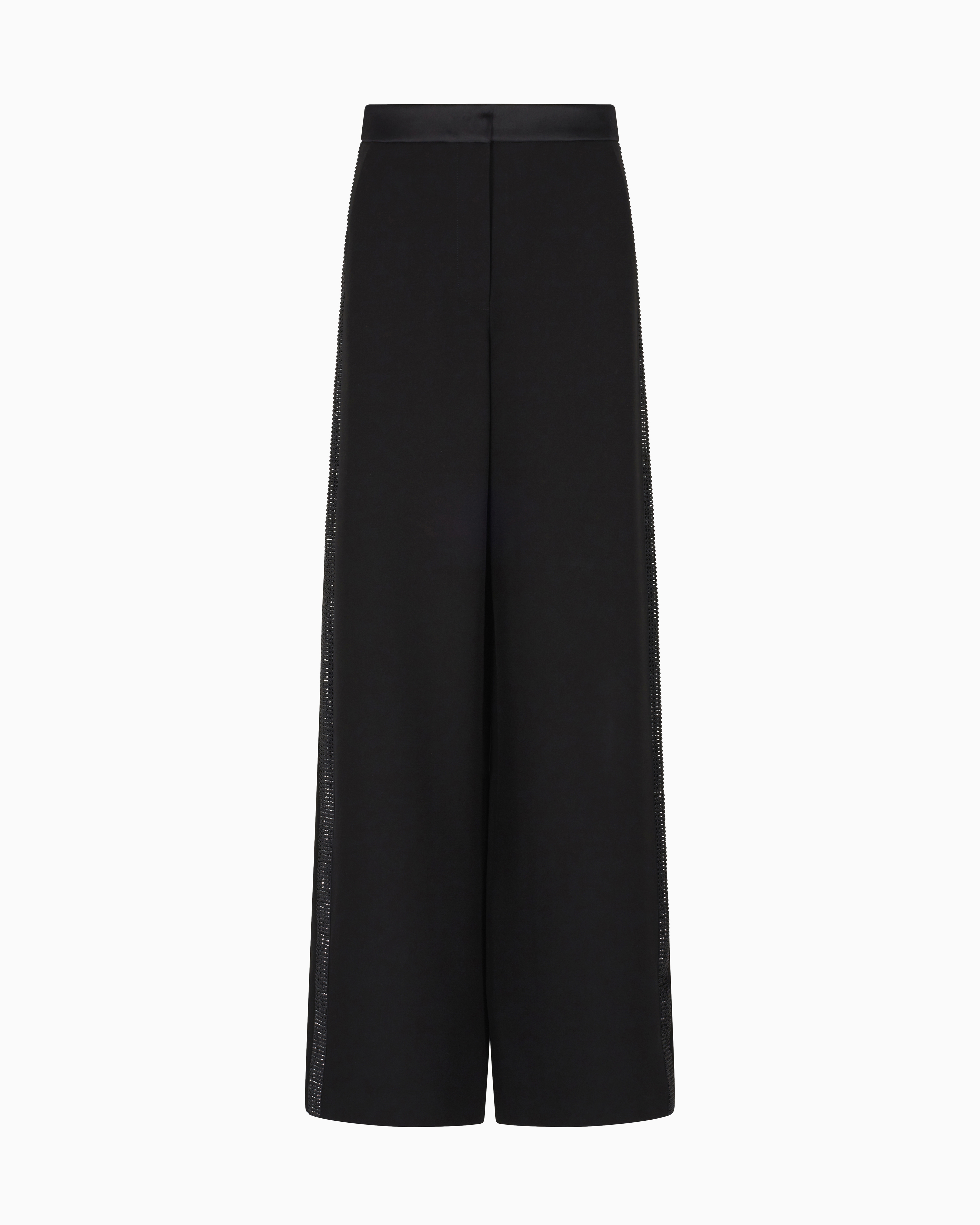 Giorgio Armani Patterned Wide-Leg Silk Trousers With Rhinestone Details