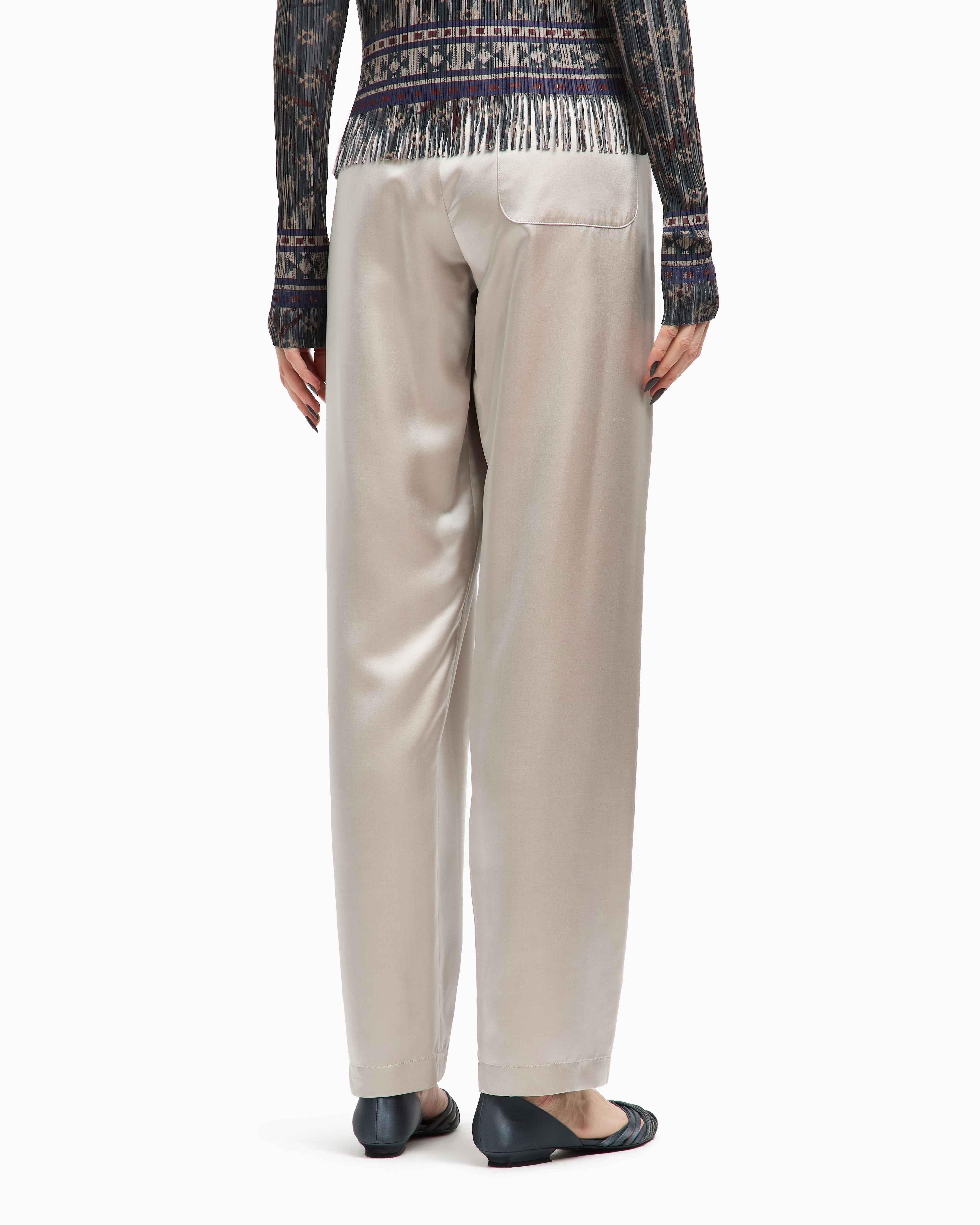 パンツ Giorgio Armani Beige Silk Pant Cream Silk Pants | Giorgio Armani