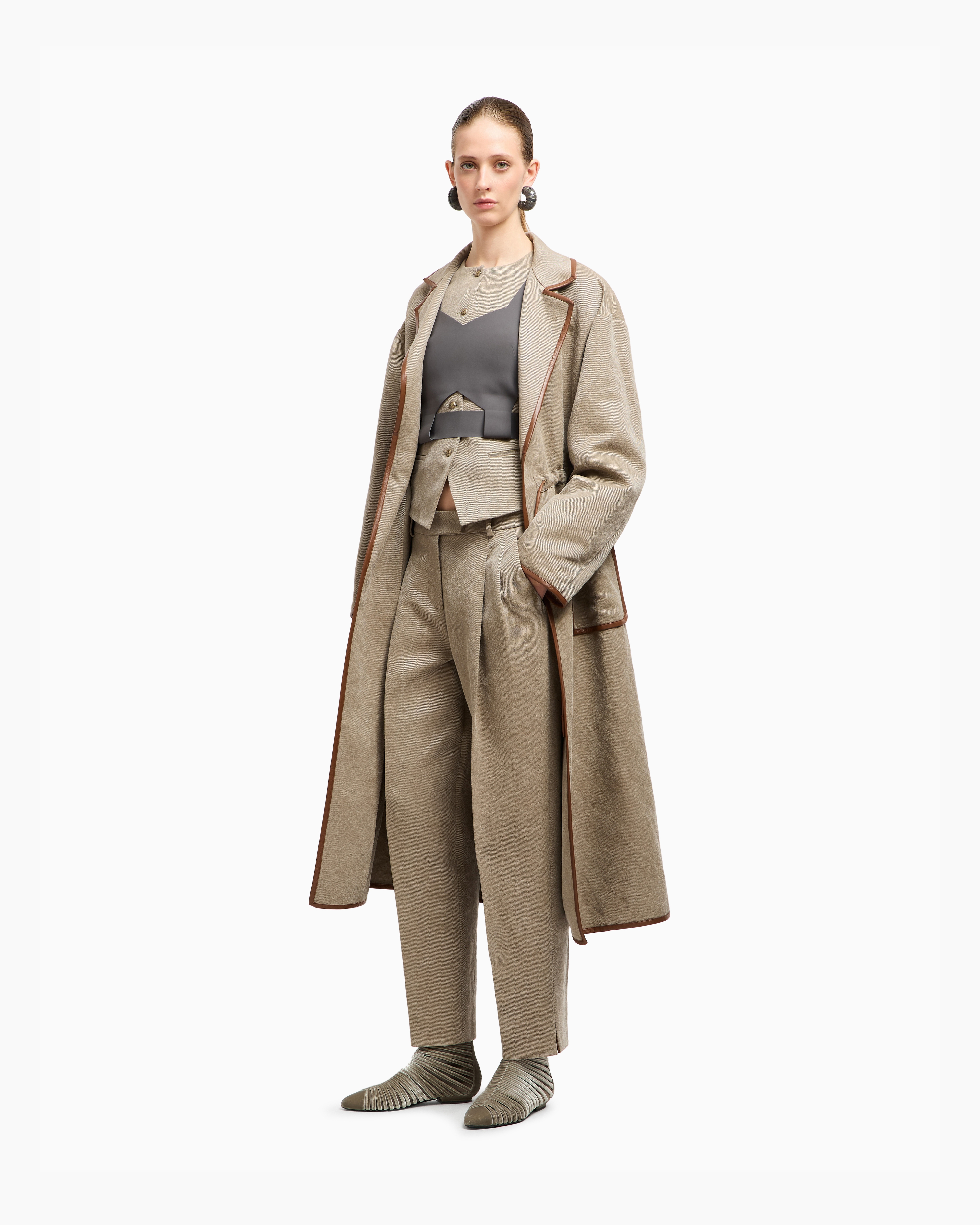 Hemp, viscose and cotton cavalry trench coat | Giorgio Armani