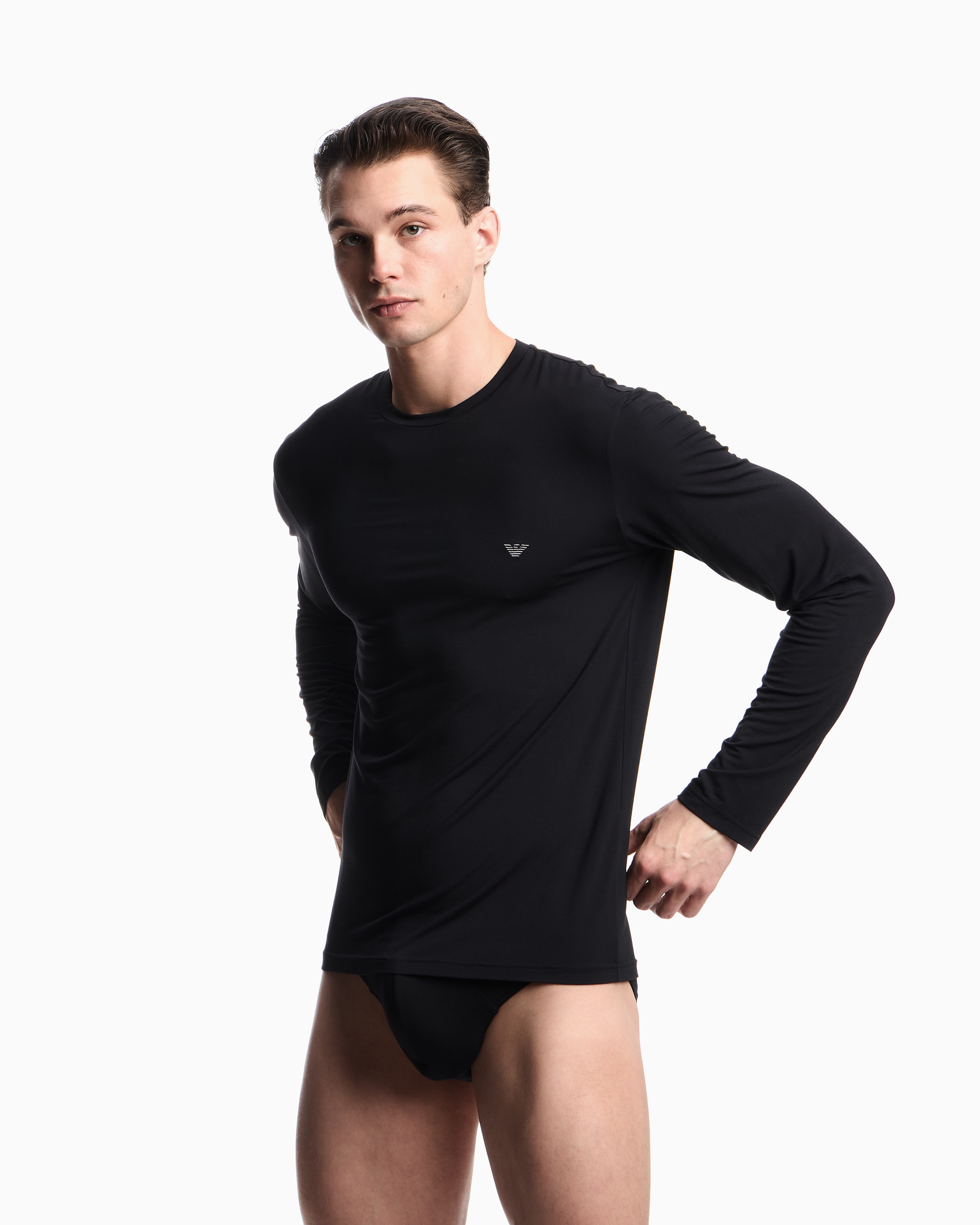 トップス Rare Emporio Armani Rhine Stone Sleeves オンライン限定>ラウンジウェアトップス ソフトモダール タイト