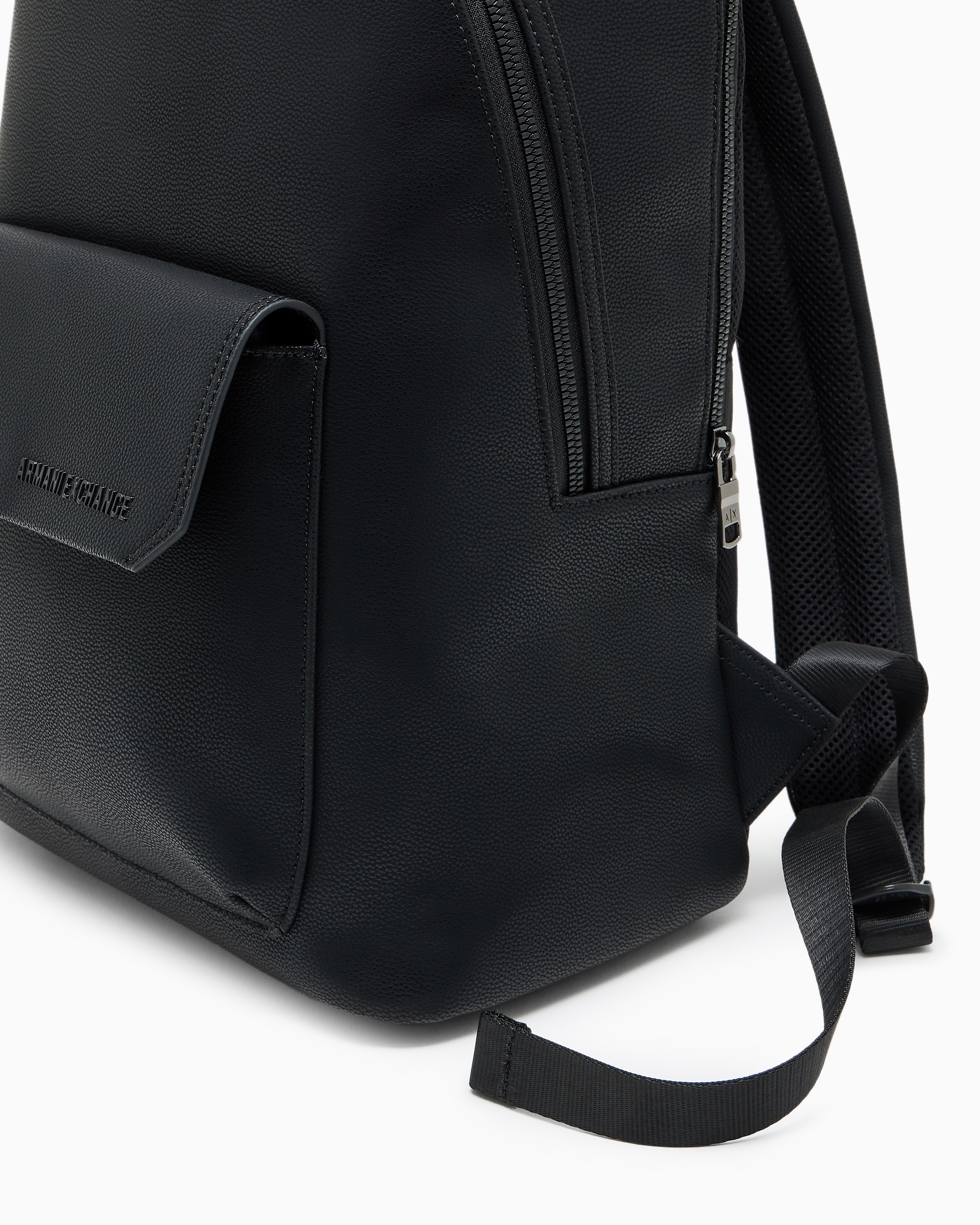 Armani Exchange - Shiny effect backpack with pocket, Man, Black, Size: TU