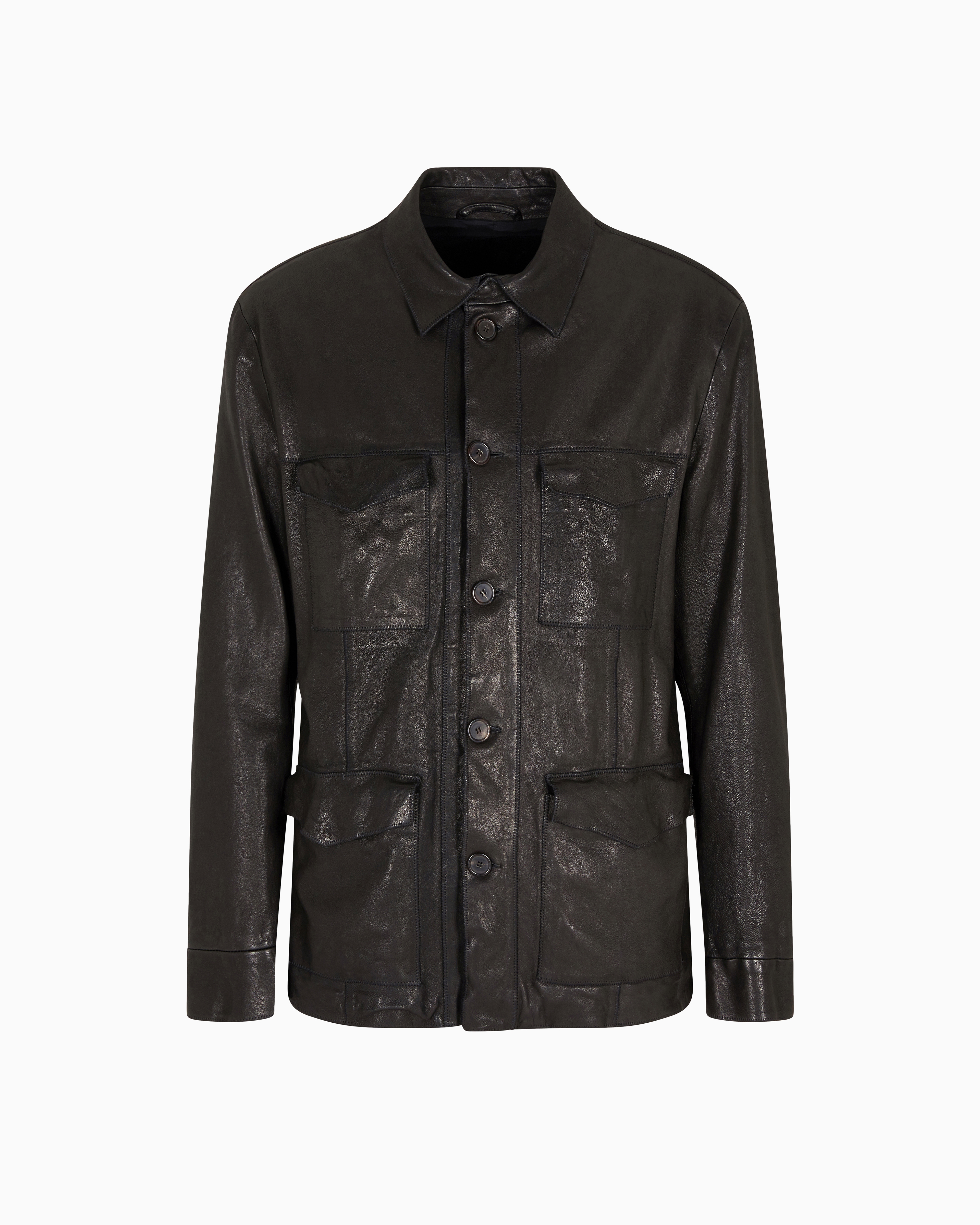 GIORGIO ARMANI レザーブルゾン　M Men's Leather Clothing - Jackets and Pants | Giorgio Armani
