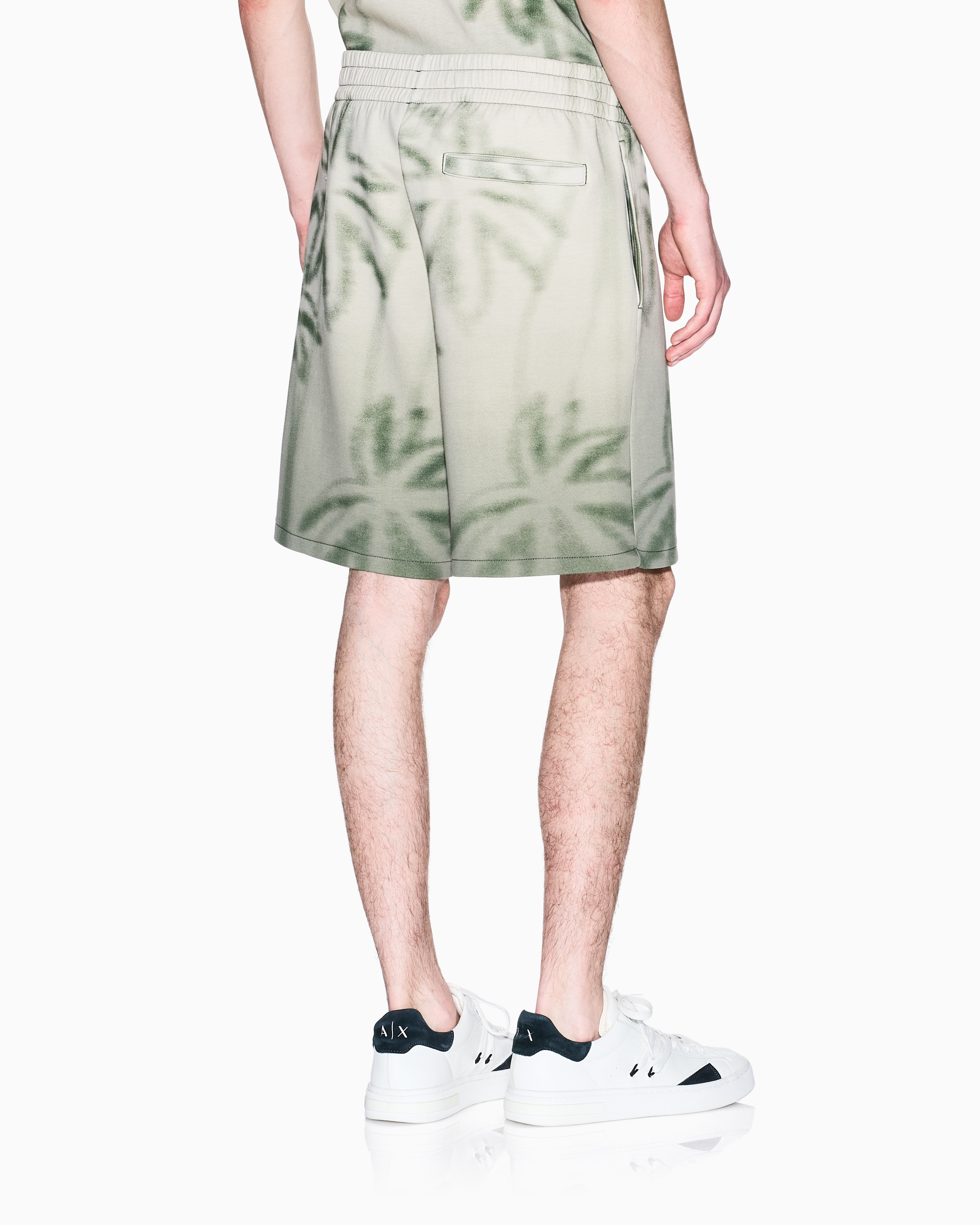 Palm Print Cotton Blend Shorts