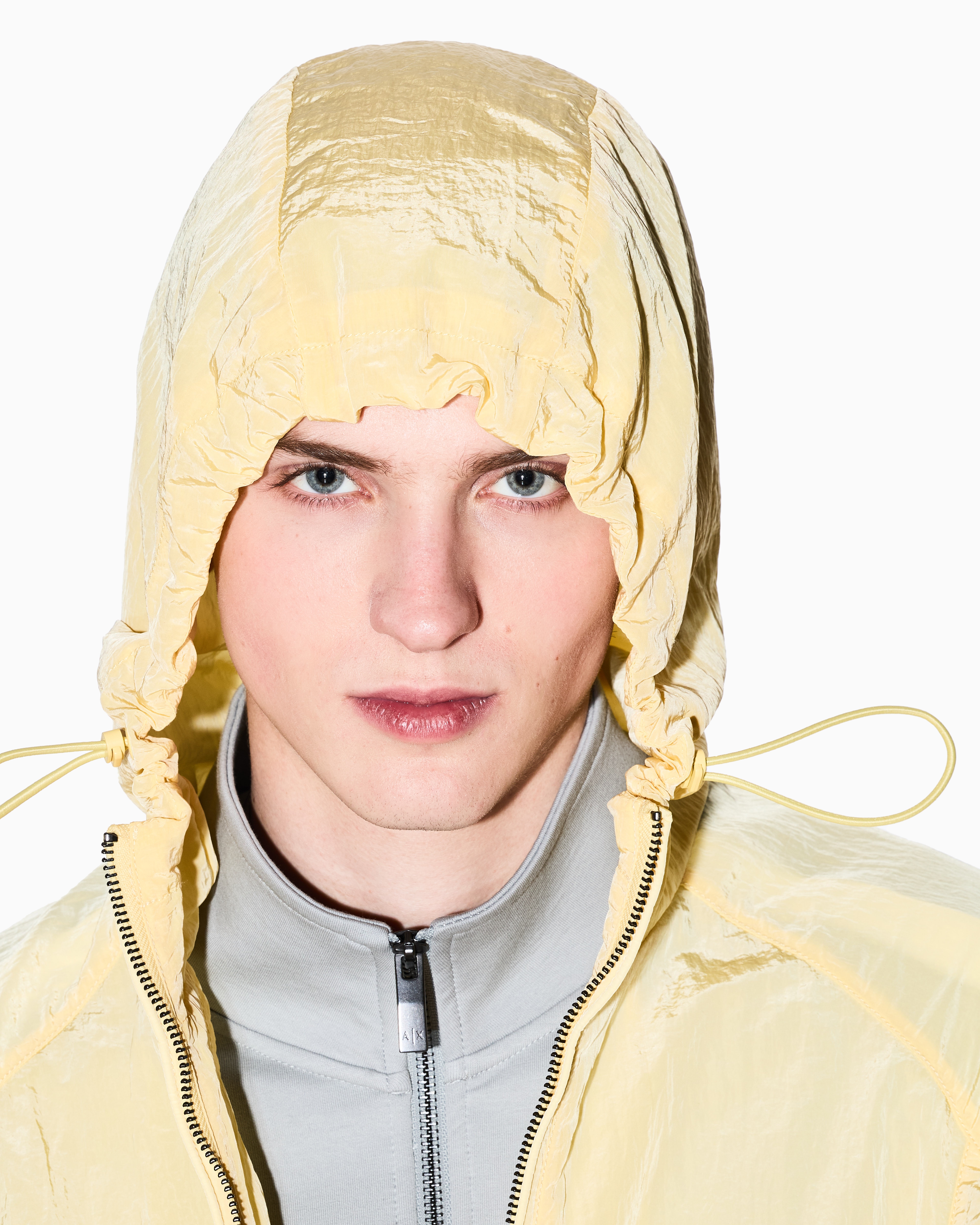 Nylon hooded blouson