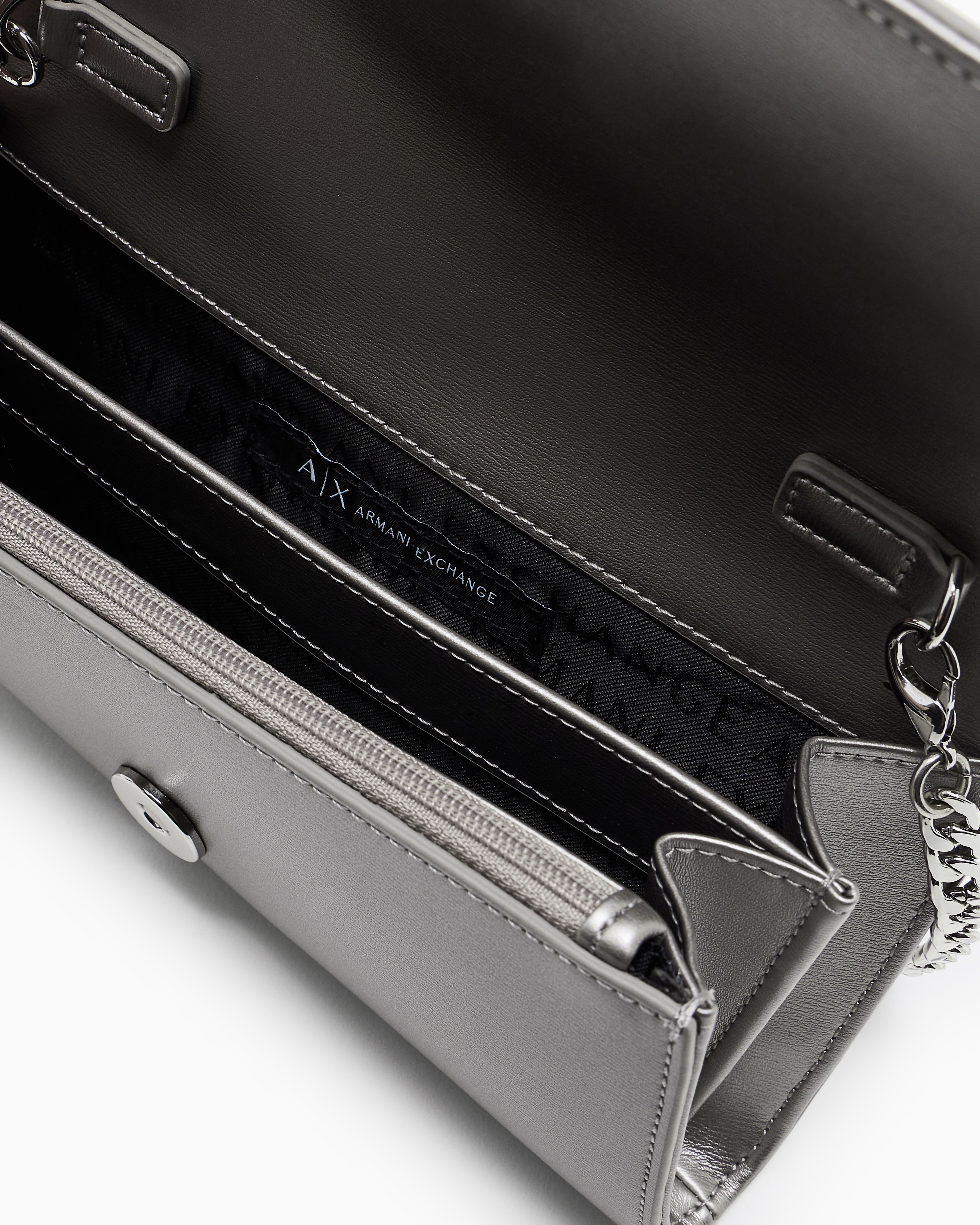 Armani Exchange - Wallet on chain with ASV logo, Woman, Grey, Size: TU