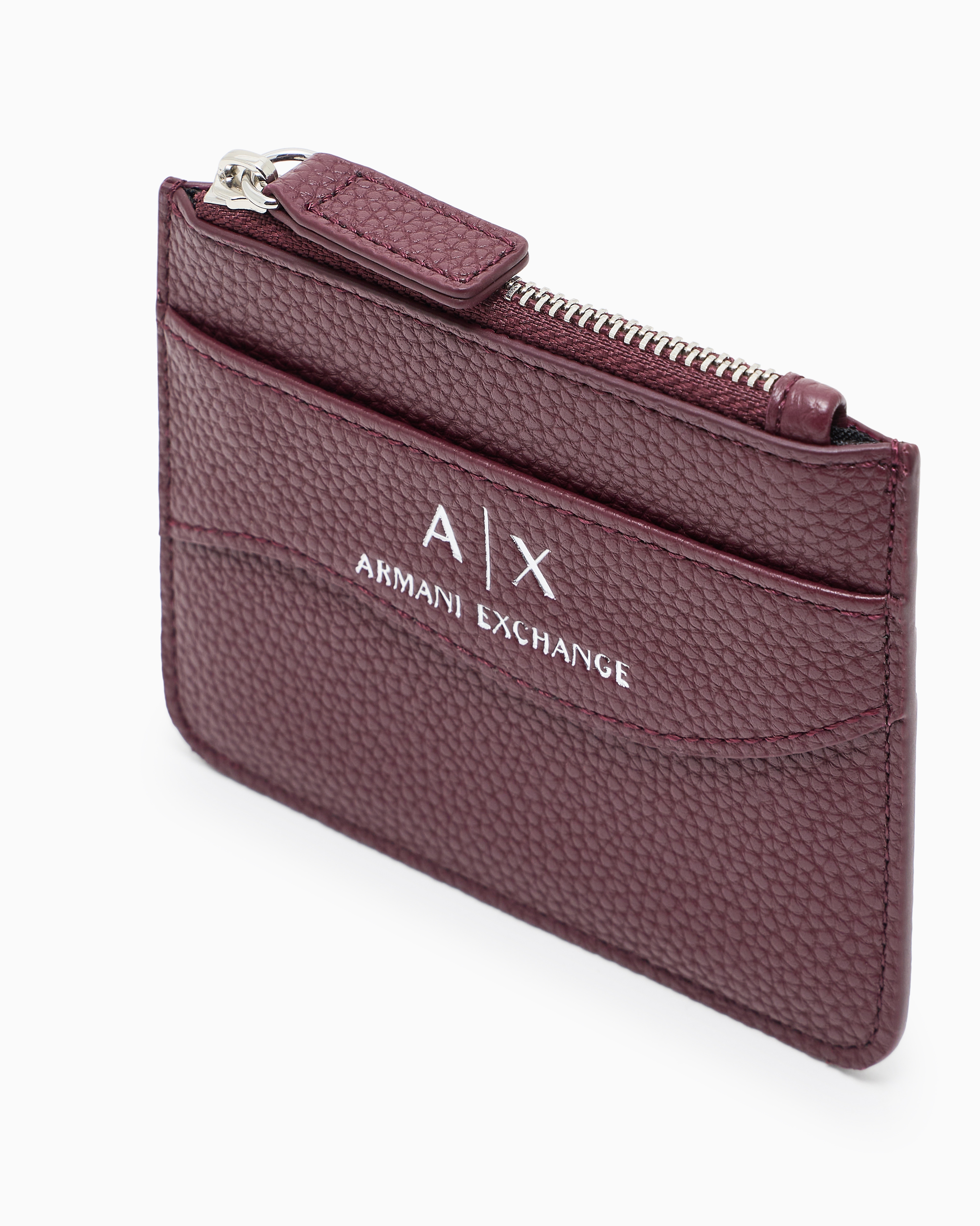 Armani Exchange - Card holder with zipped pocket, Woman, Burgundy, Size: TU