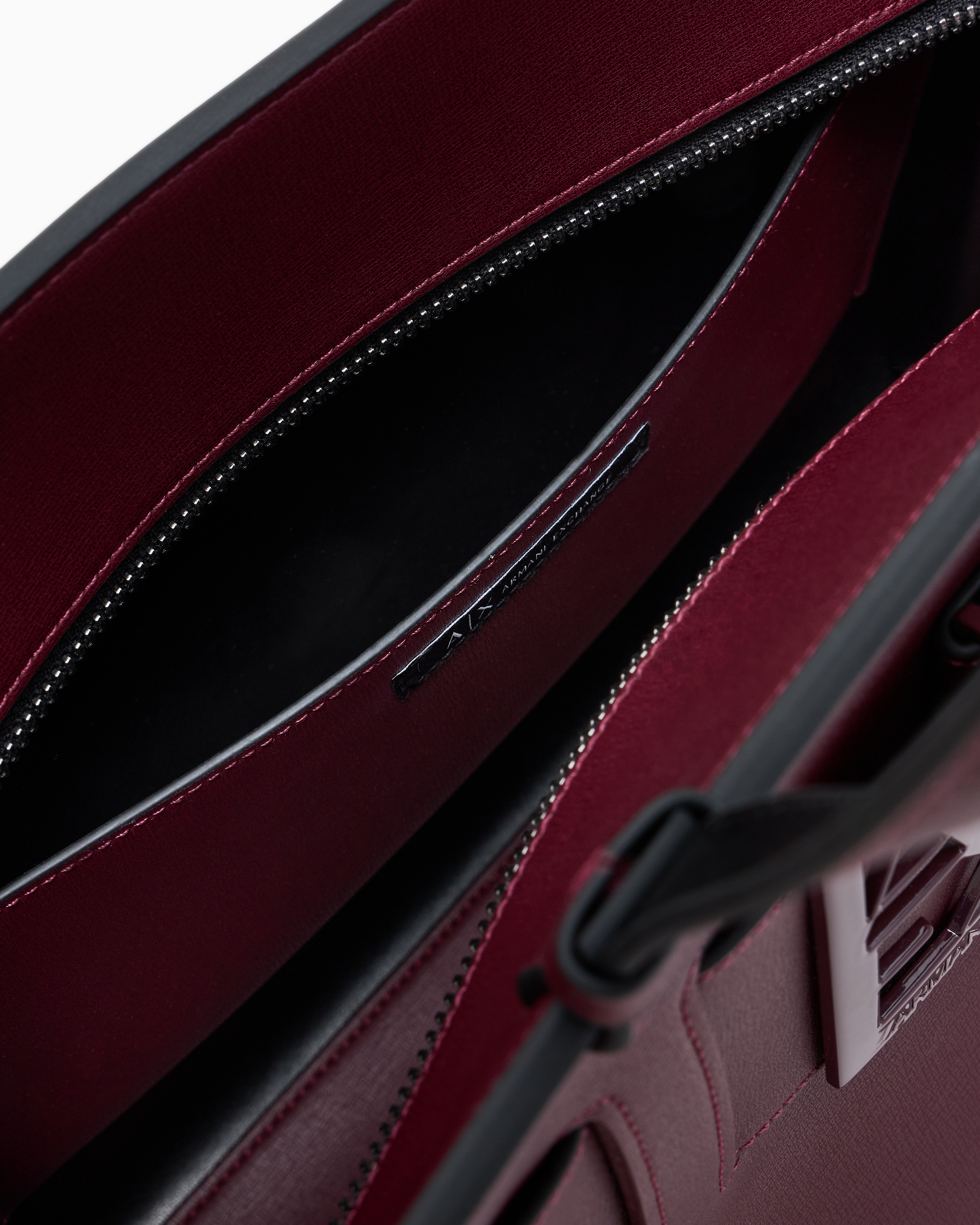 Armani Exchange - Large tote bag with double handles and shoulder strap, Woman, Burgundy, Size: TU
