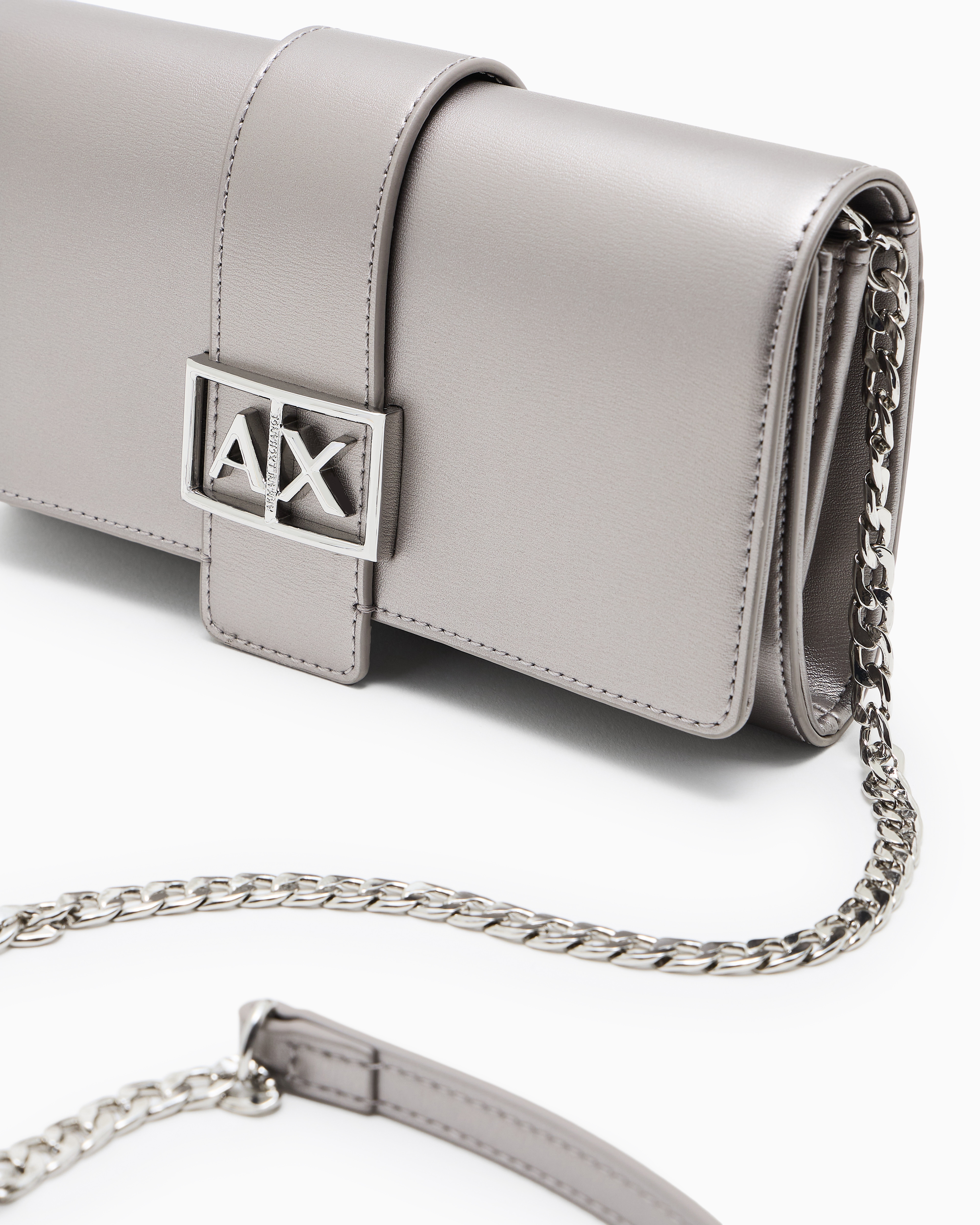 Armani Exchange - Wallet on chain with ASV logo, Woman, Grey, Size: TU