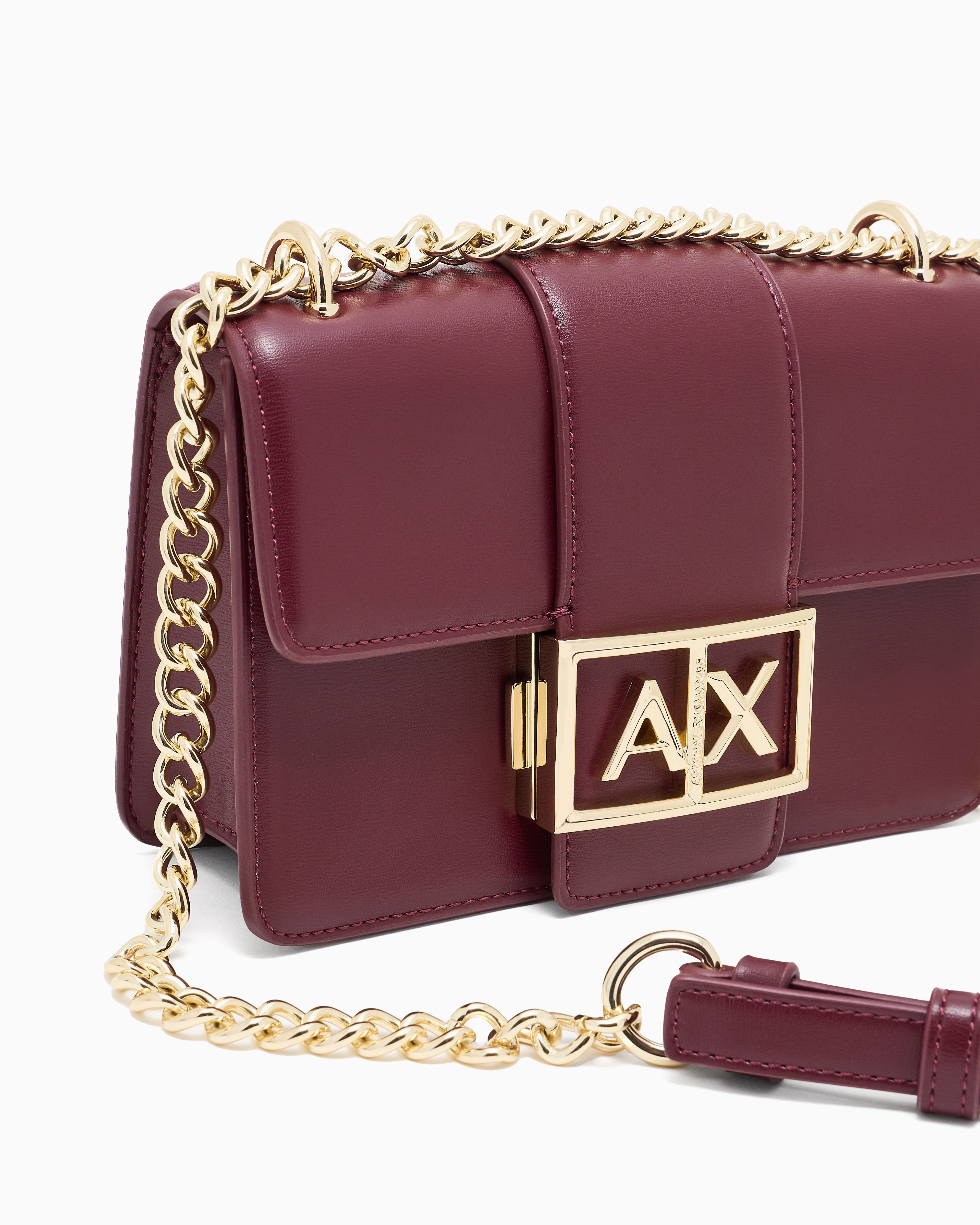 Armani Exchange - Shoulder bag with metal logo, Woman, Burgundy, Size: TU