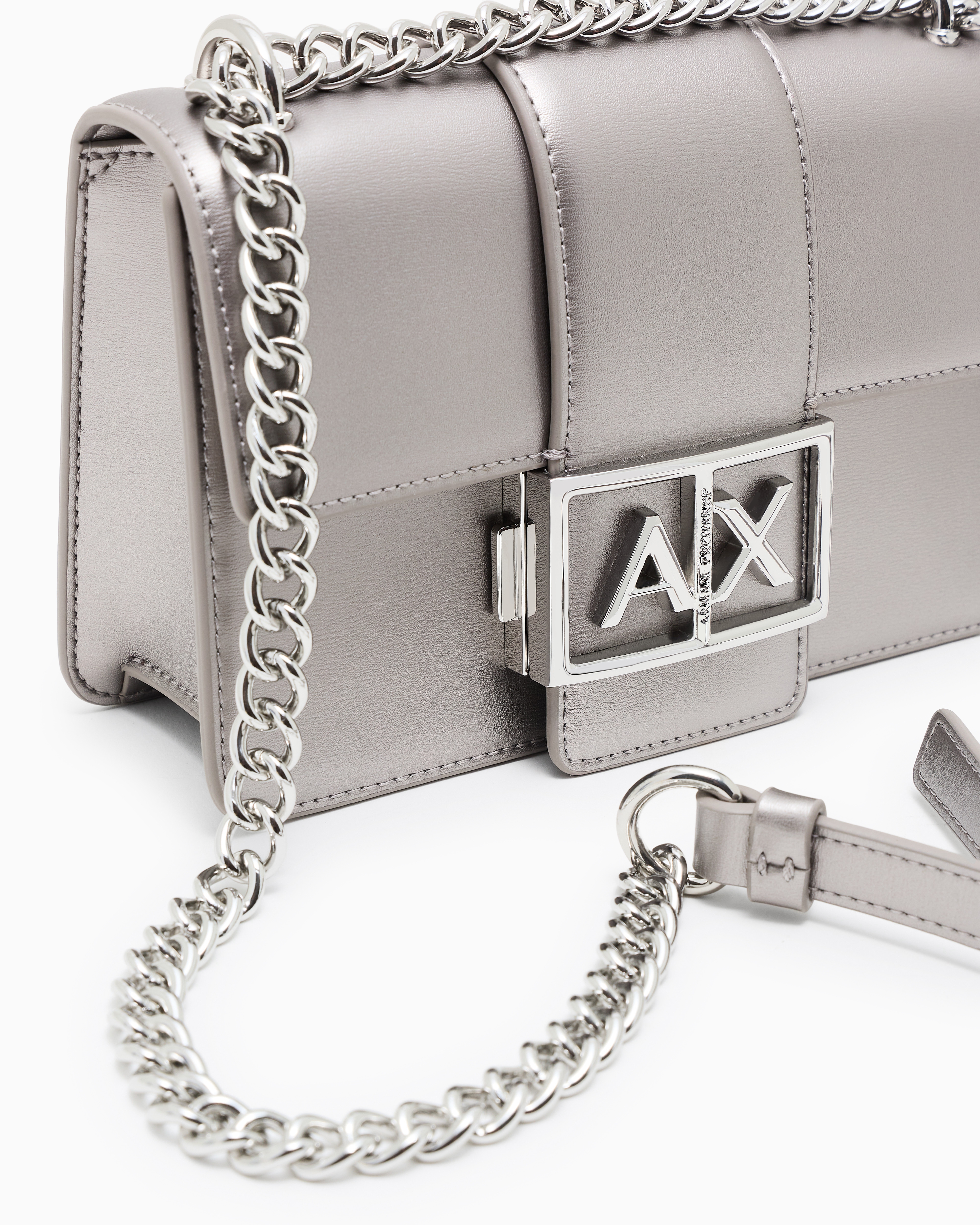 Armani Exchange - Shoulder bag with metal logo, Woman, Silver, Size: TU