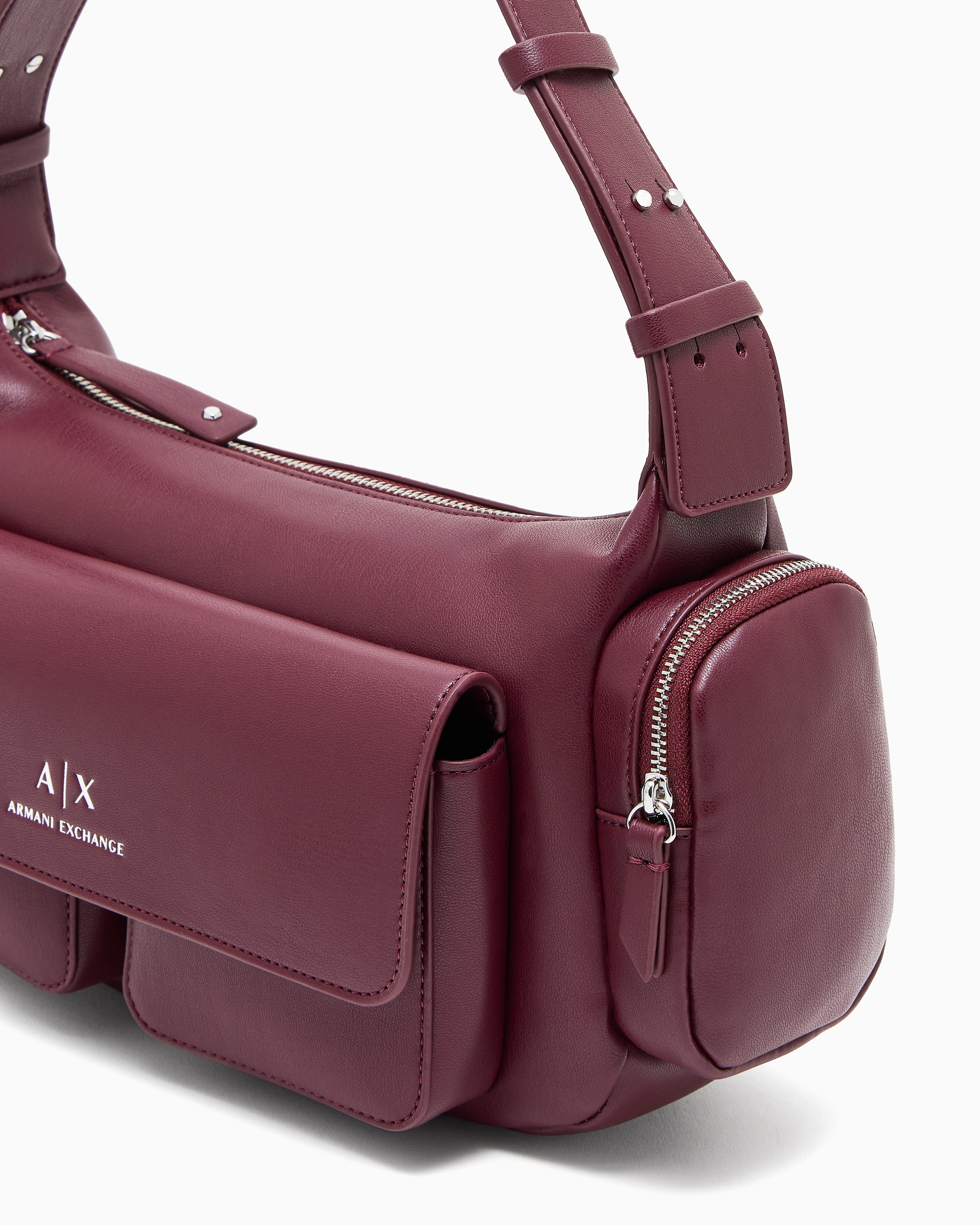 Armani Exchange - Large shoulder bag with side pockets, Woman, Burgundy, Size: TU