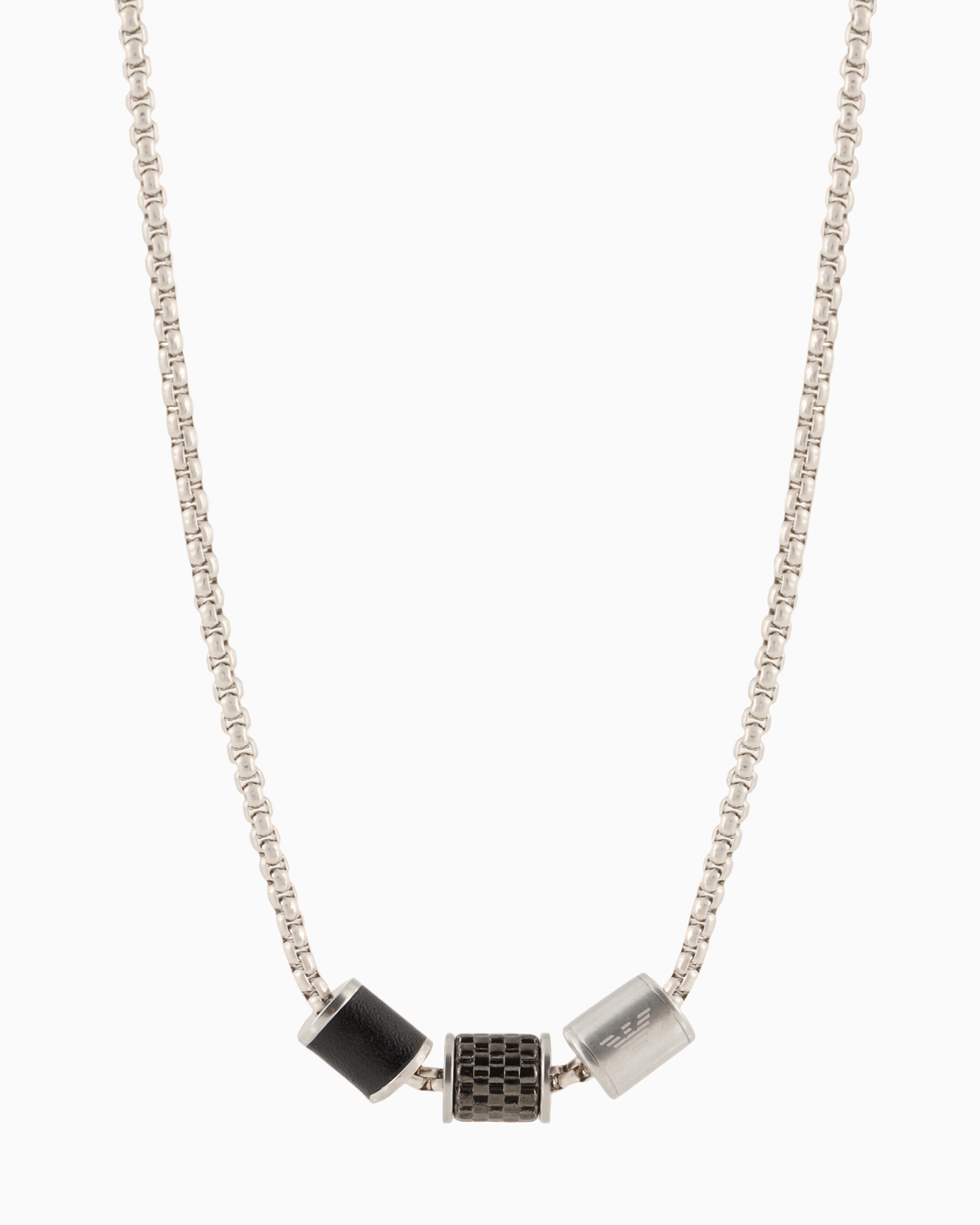 Emporio Armani - Silver stainless steel men’s necklace, Man, Multicoloured, Size: TU