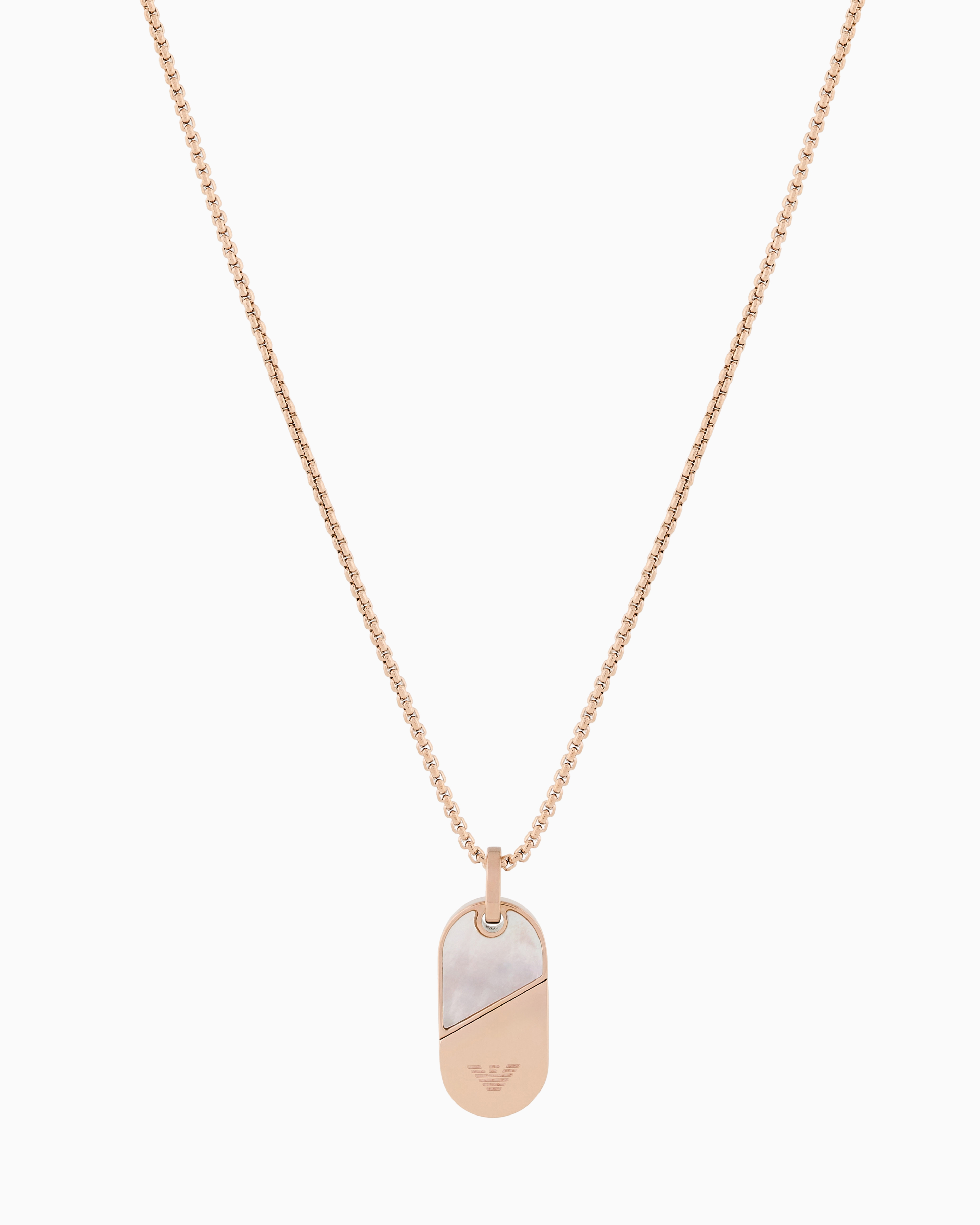 Emporio Armani -  Rose Gold-Plated Stainless Steel Dog Tag Necklace, Woman, Multicoloured, Size: TU