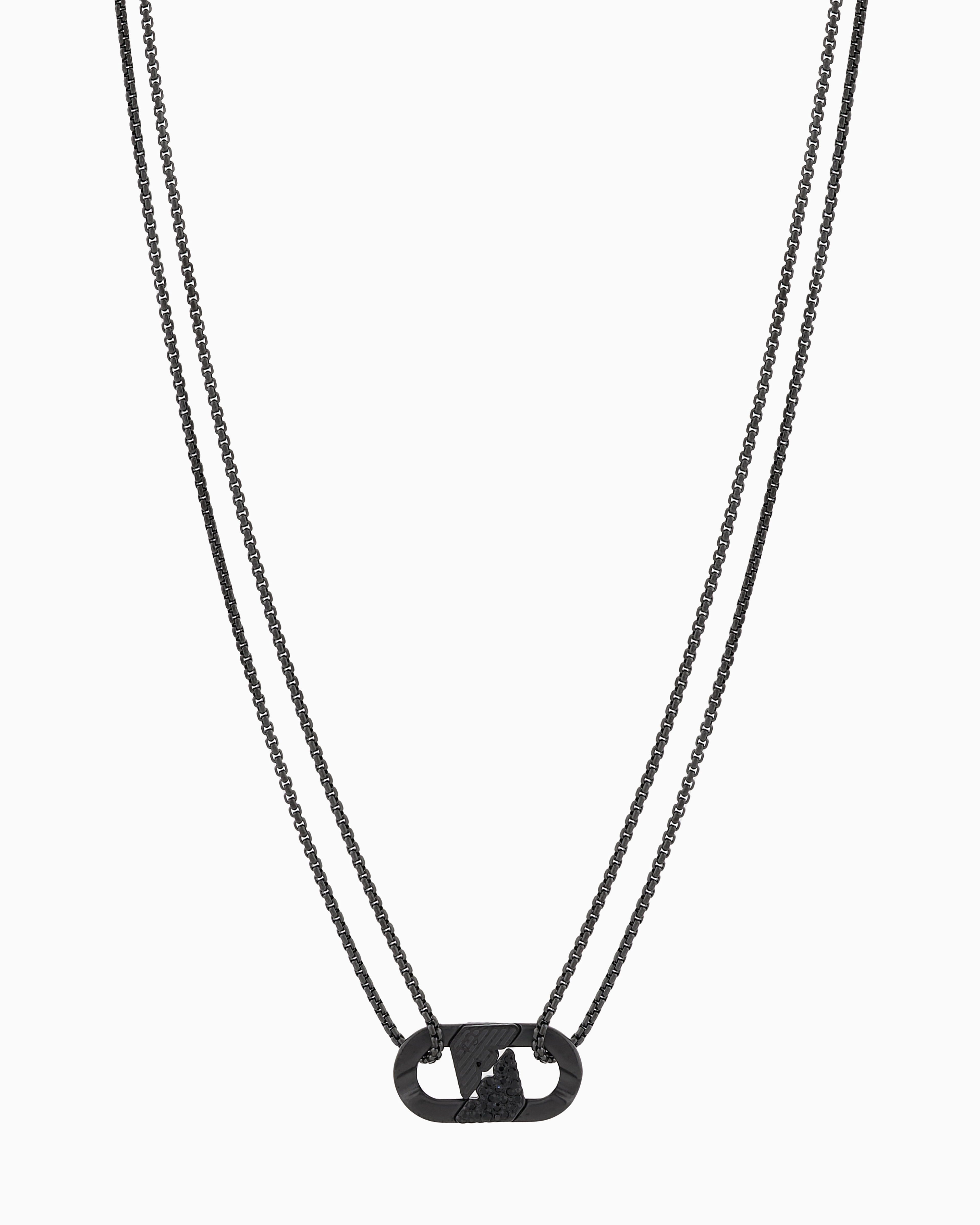 Emporio Armani Multicolored Black Crystal Id Necklace