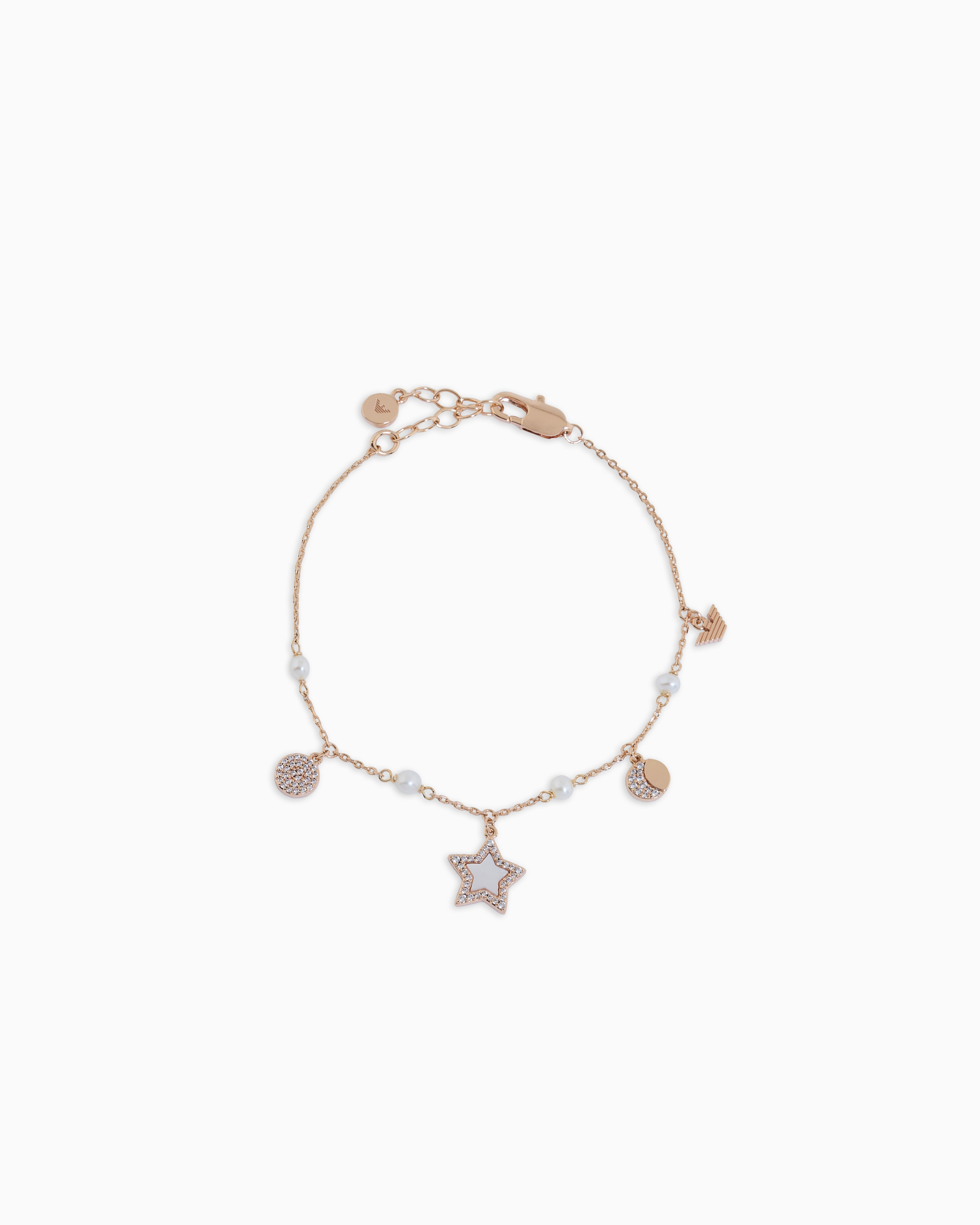 Emporio Armani Multicolored Rose Gold-Tone Brass Station Bracelet