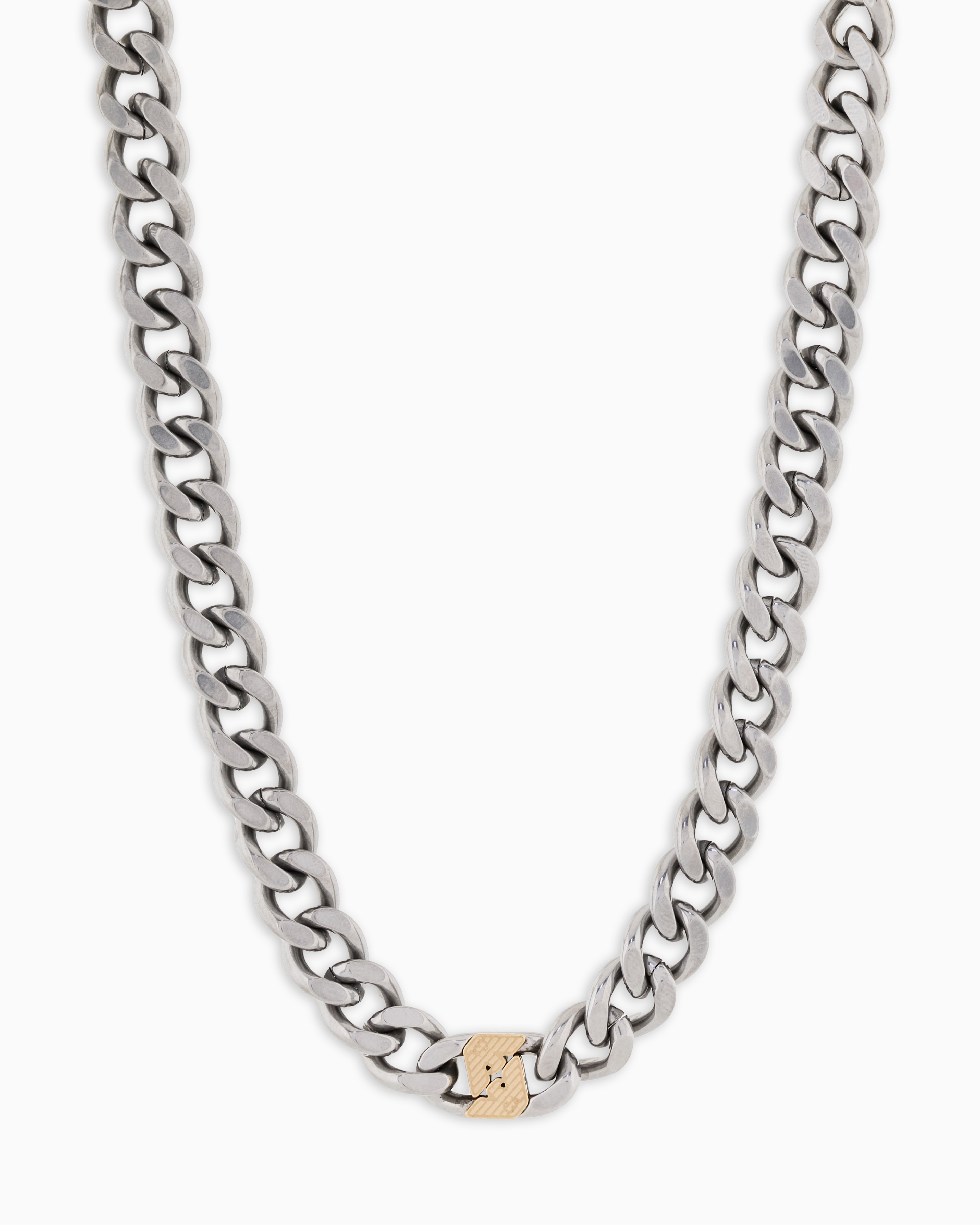 Emporio Armani Multicolored Two-Tone Stainless Steel Chain Necklace
