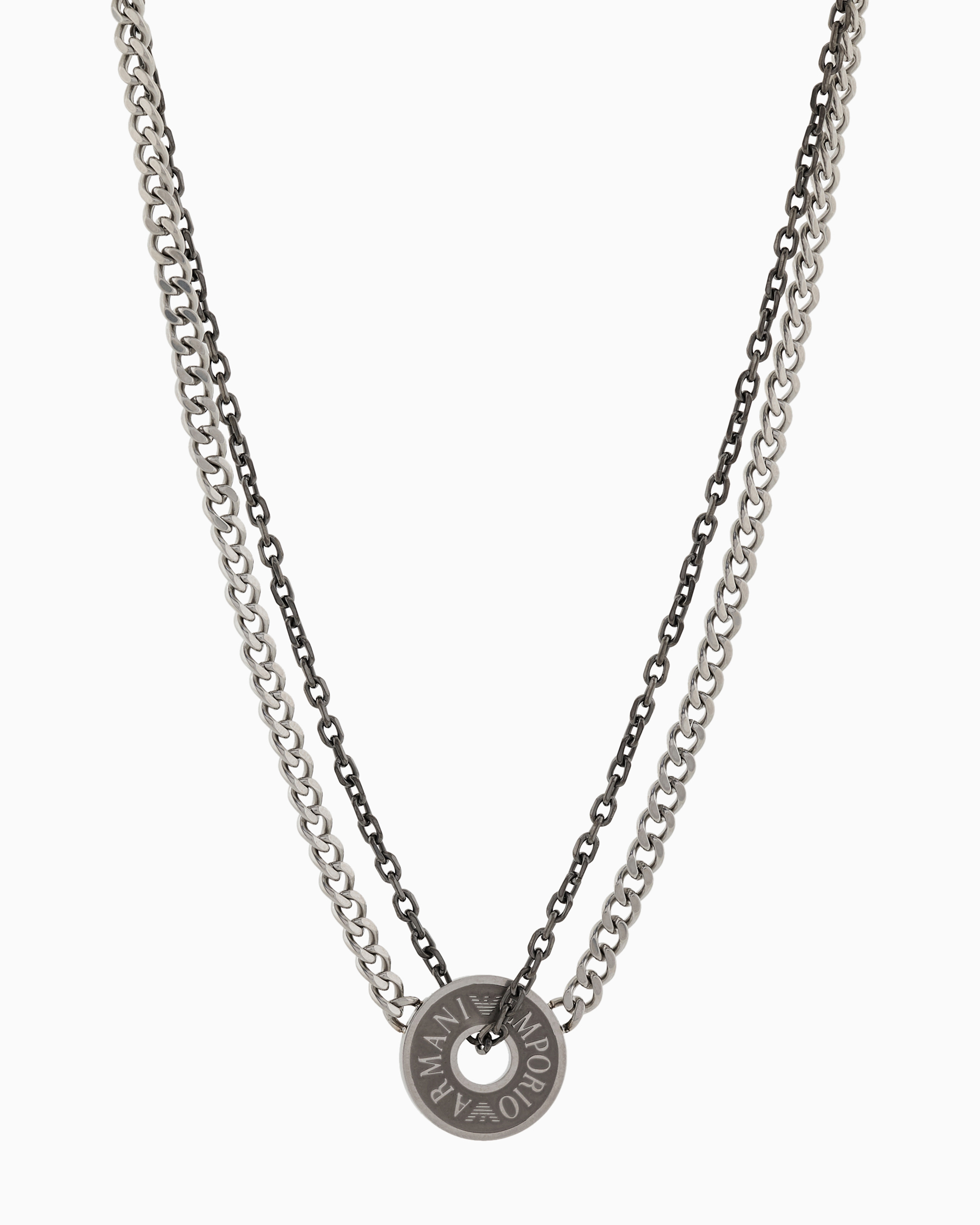 Emporio Armani -  Stainless Steel and IP Gun-Plating Chain Necklace, Man, Multicoloured, Size: TU