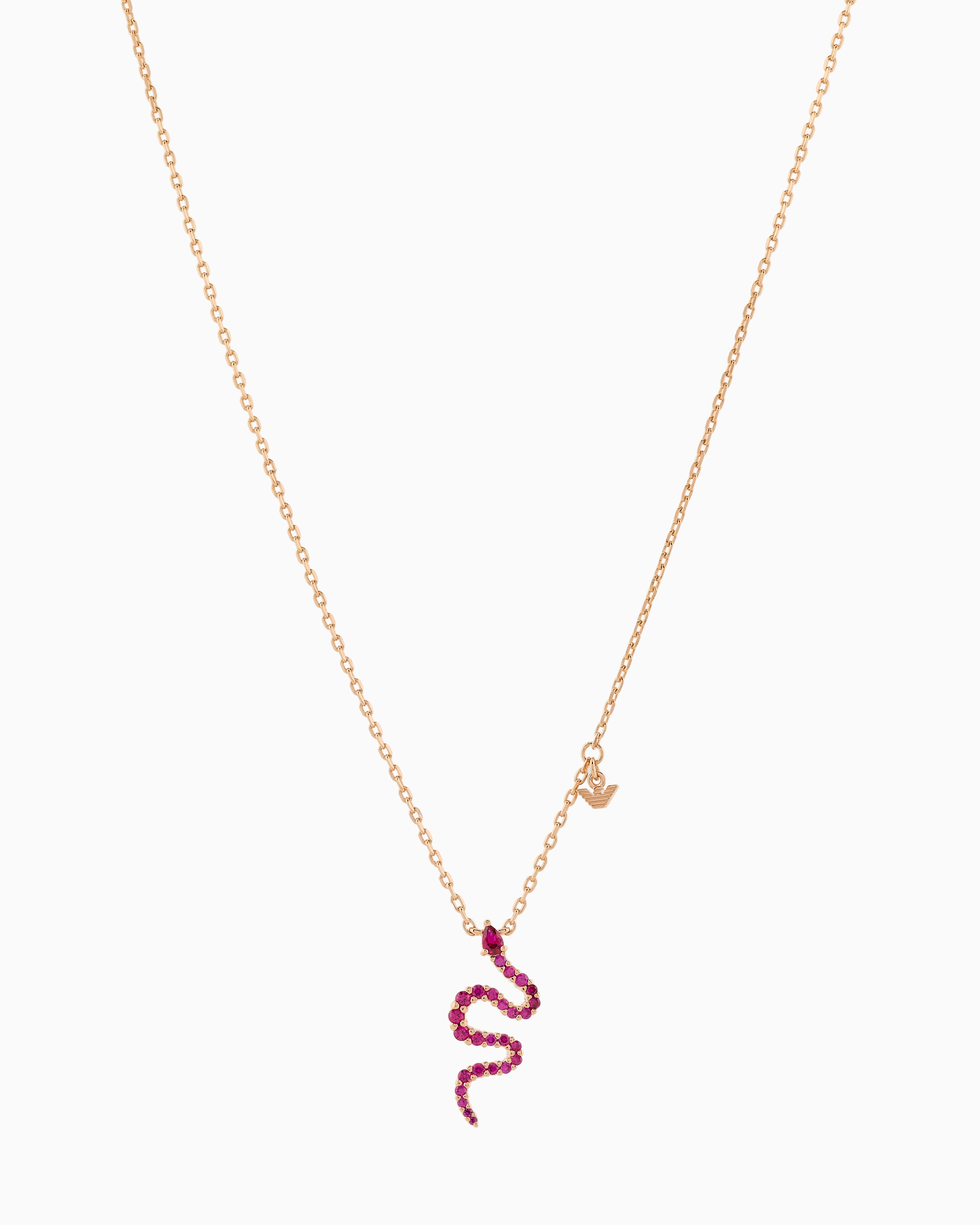 Emporio Armani - 14K Rose Gold-Plated Sterling Silver Pendant Necklace, Woman, Multicoloured, Size: TU