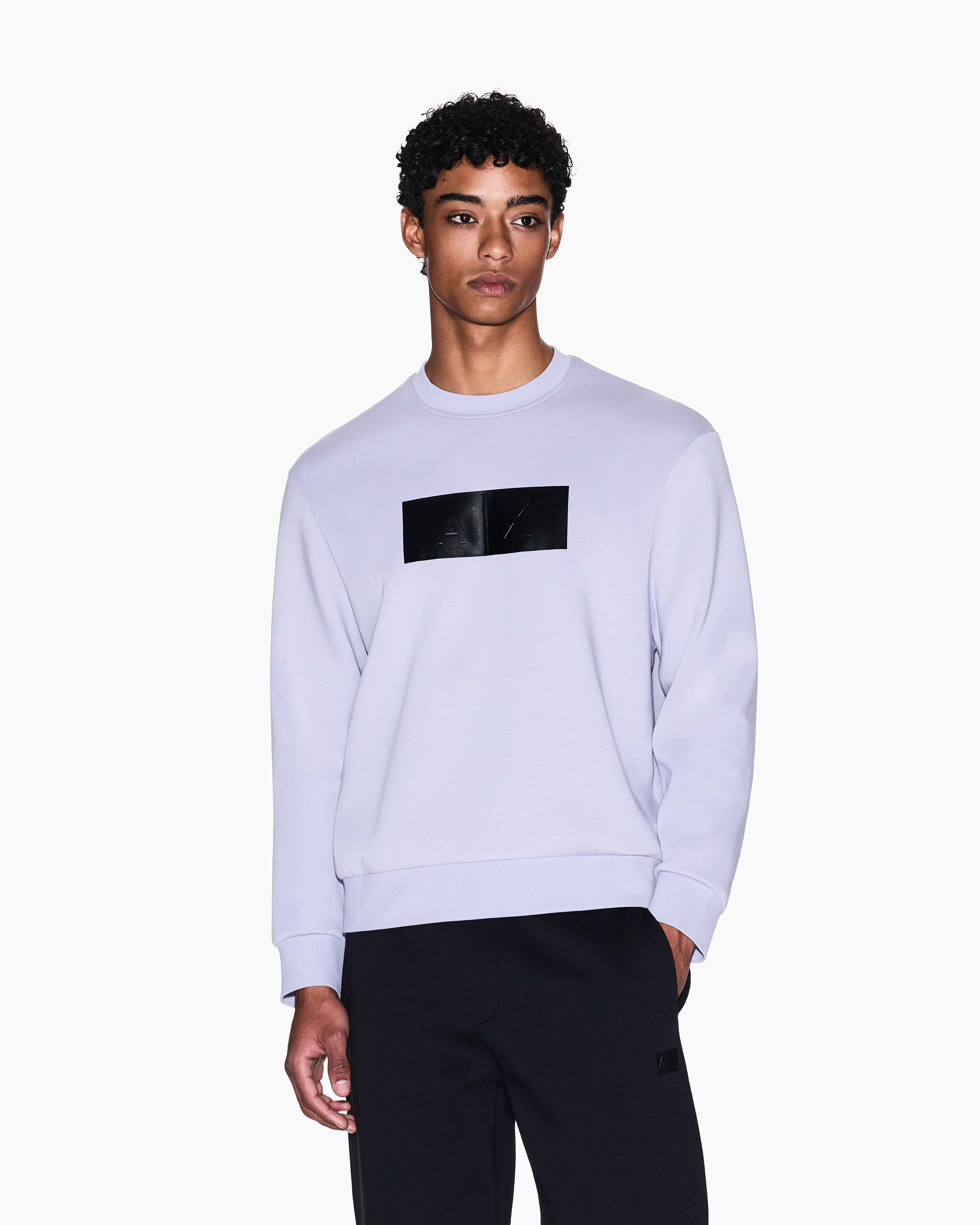 Armani Exchange - Crewneck sweatshirt with vinyl logo print, Man, Purple, Size: