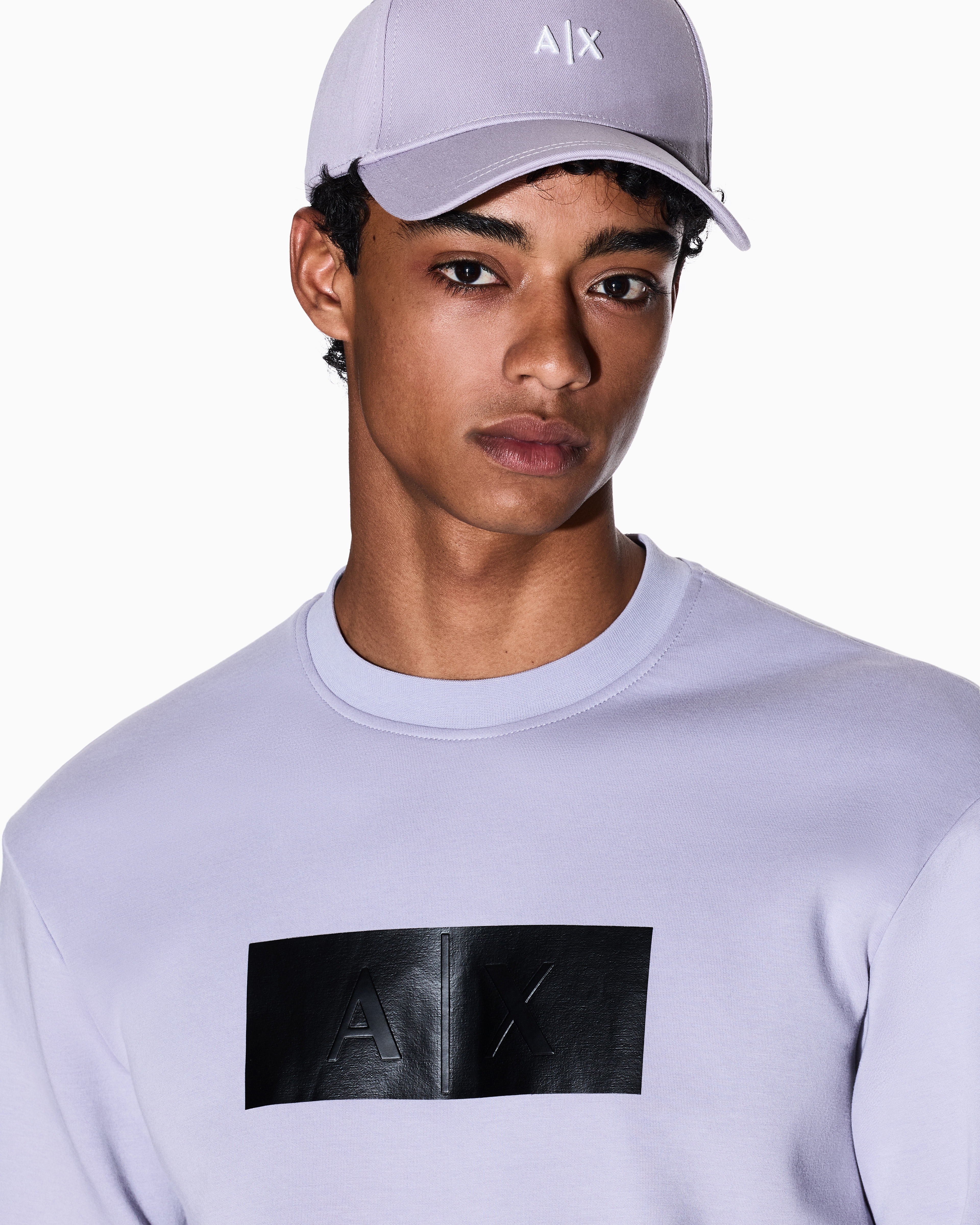 Armani Exchange - Crewneck sweatshirt with vinyl logo print, Man, Purple, Size: