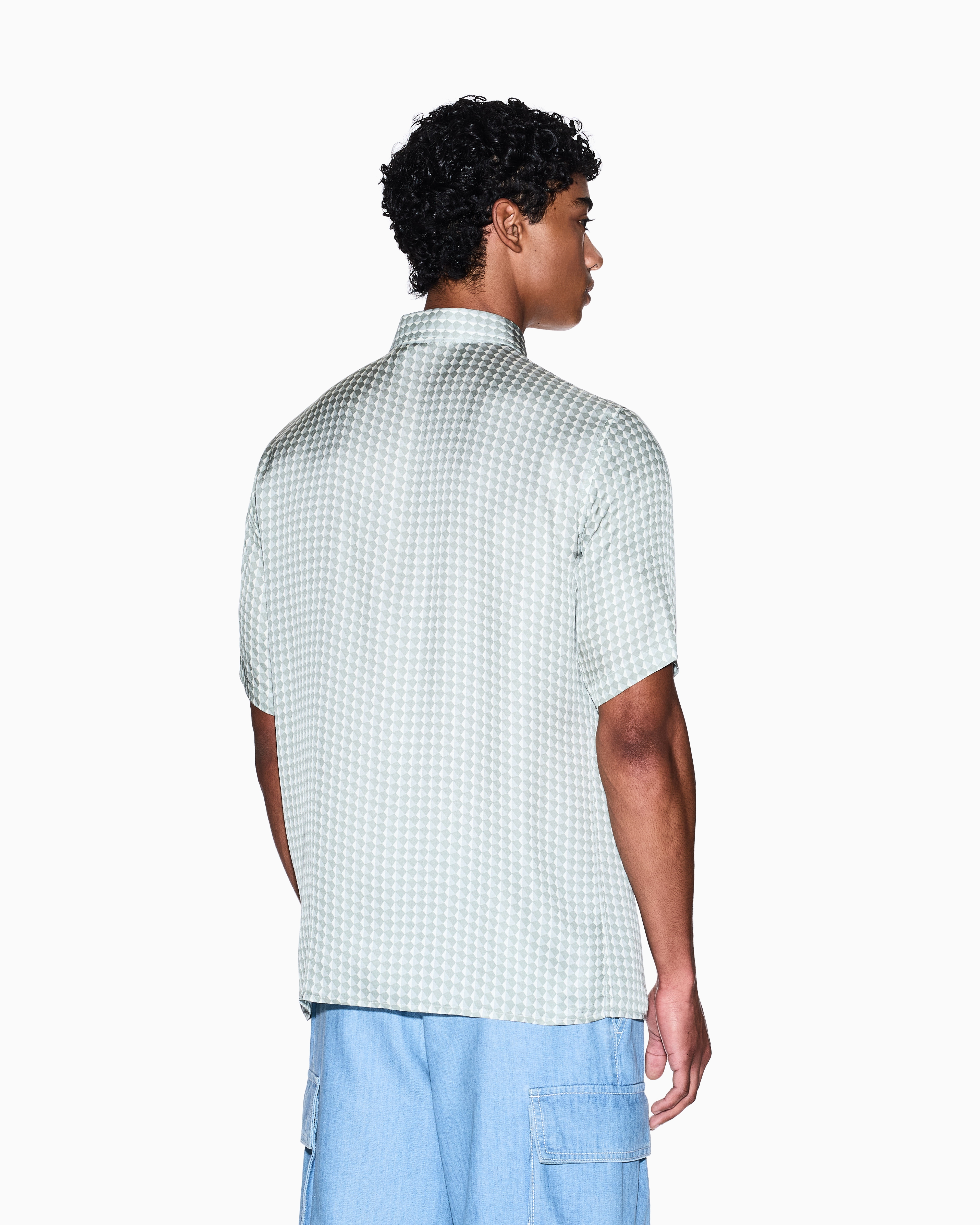 Armani Exchange - Patterned short-sleeved shirt, Man, Green, Size: