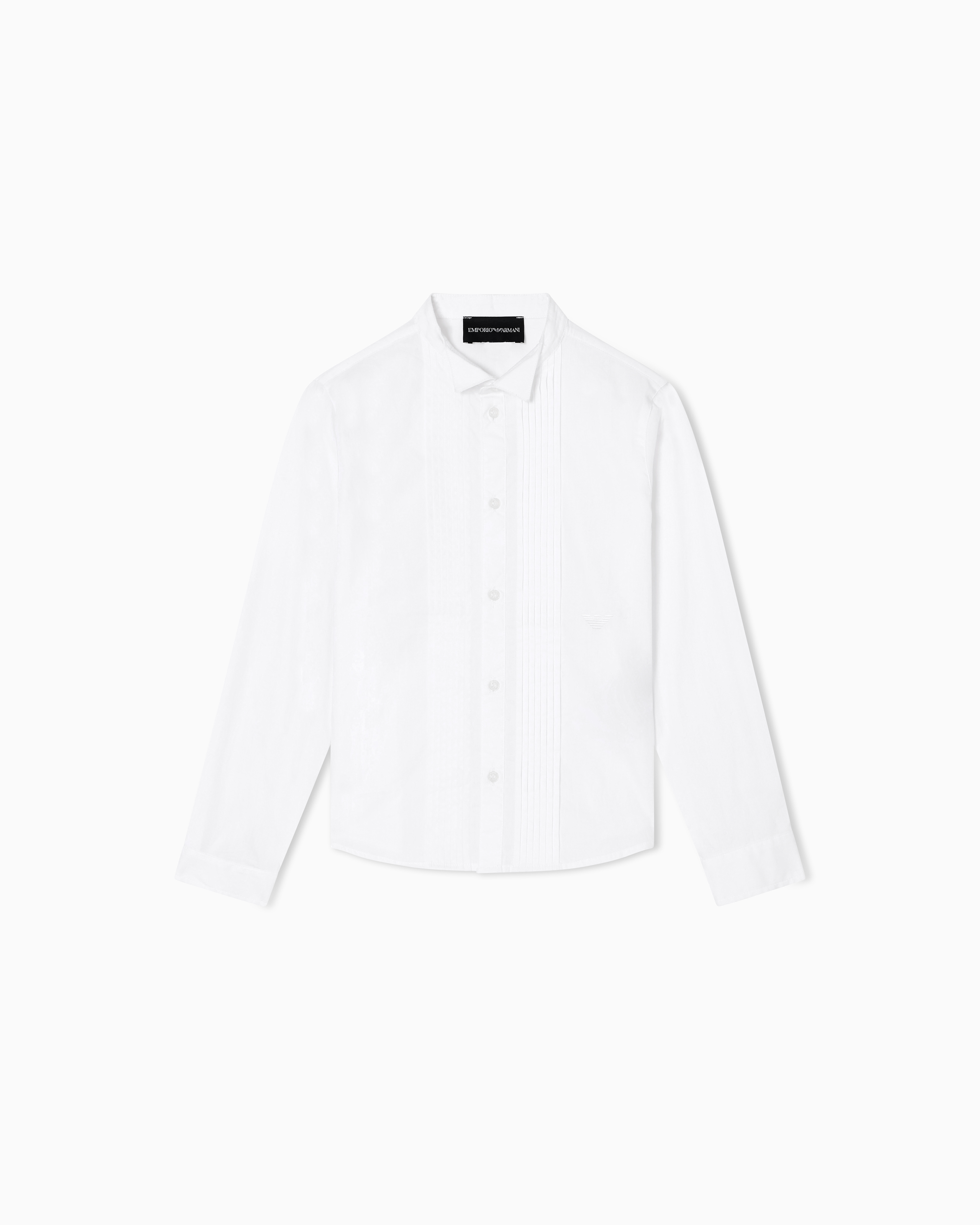 Emporio Armani - Poplin shirt with eagle embroidery, Boy, White, Size: