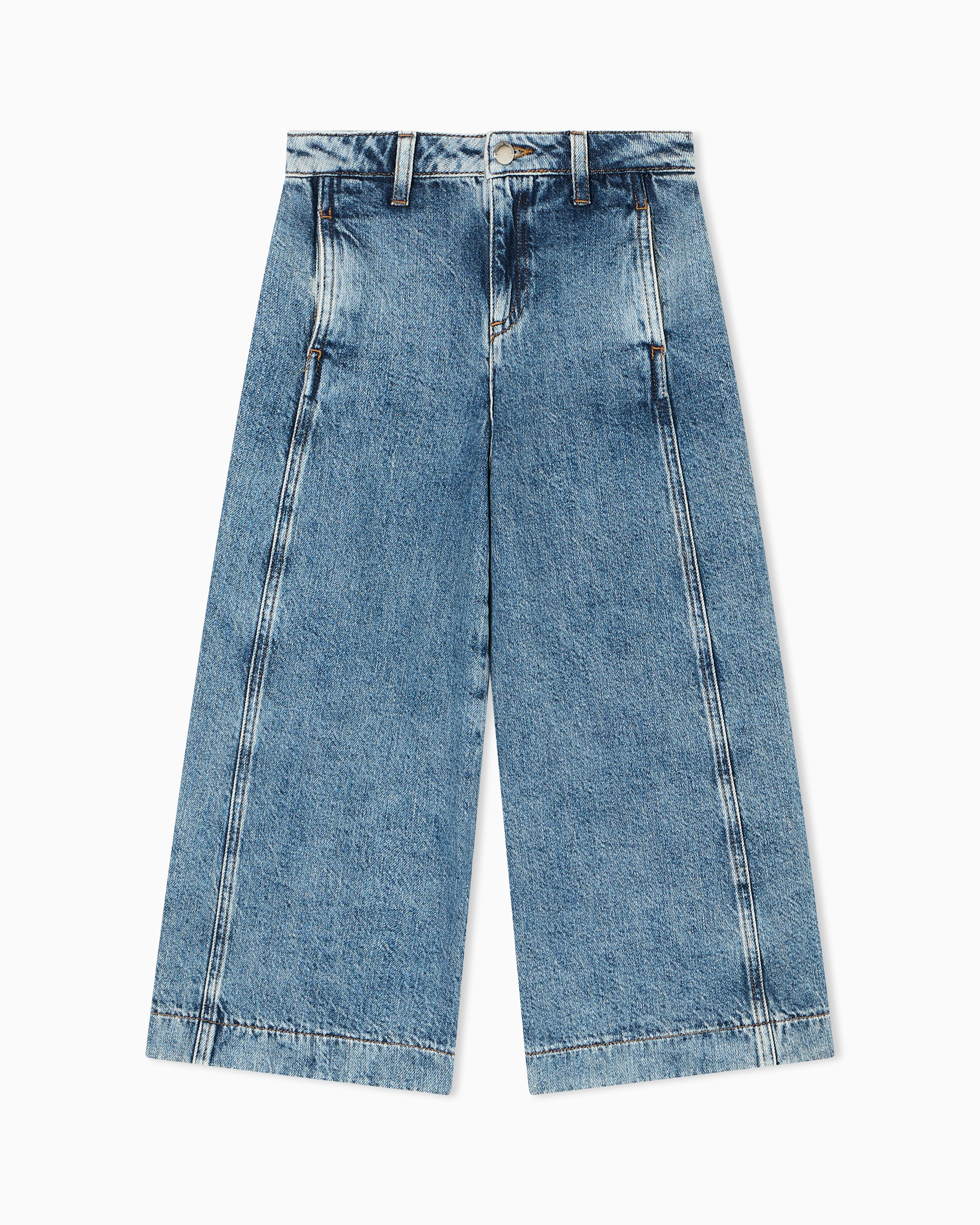 Emporio Armani - Wide-leg comfort denim jeans, Girl, Blue, Size: