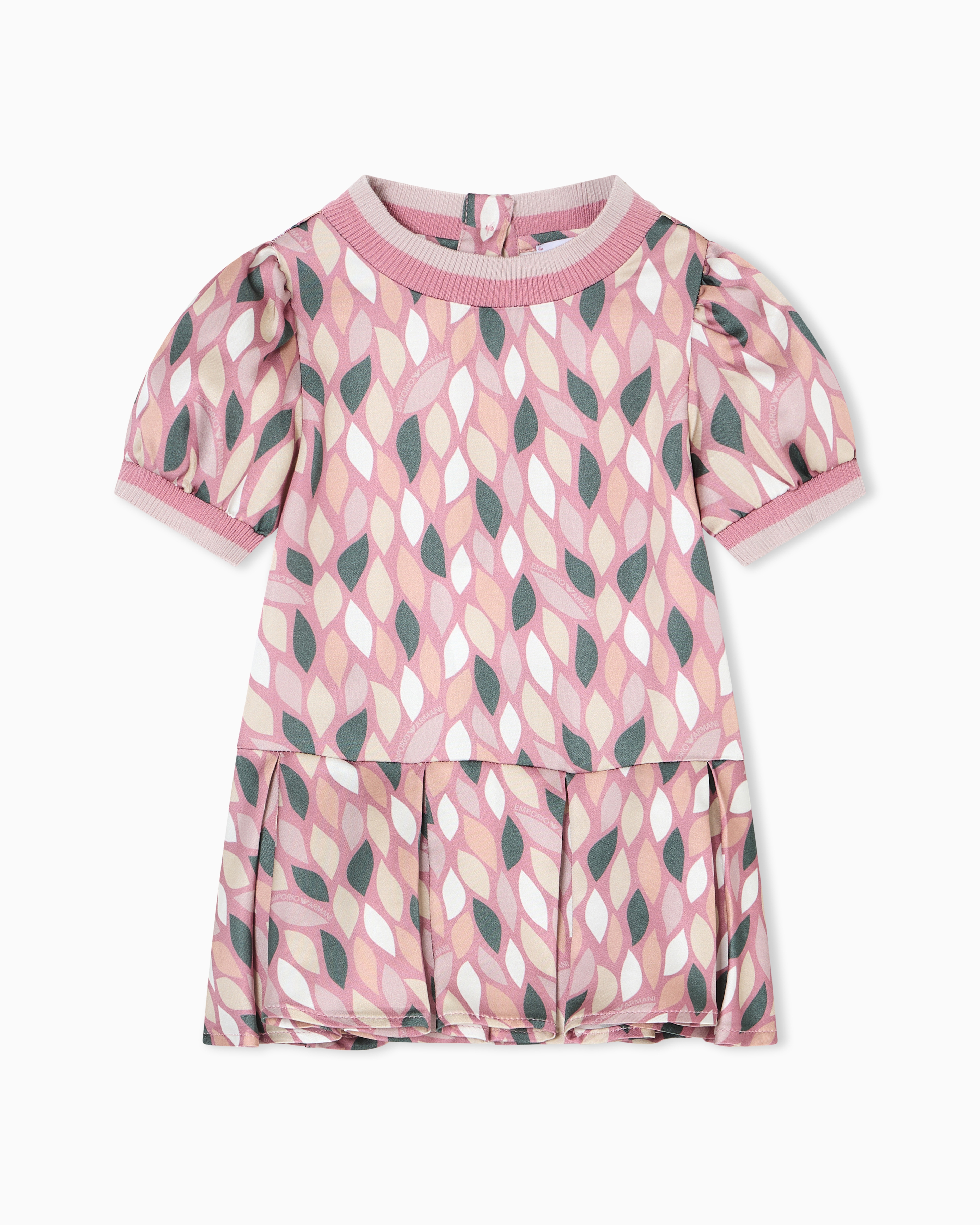 Emporio Armani - ASV viscose dress with an all-over EA logo print, Girl, Pink, Size: