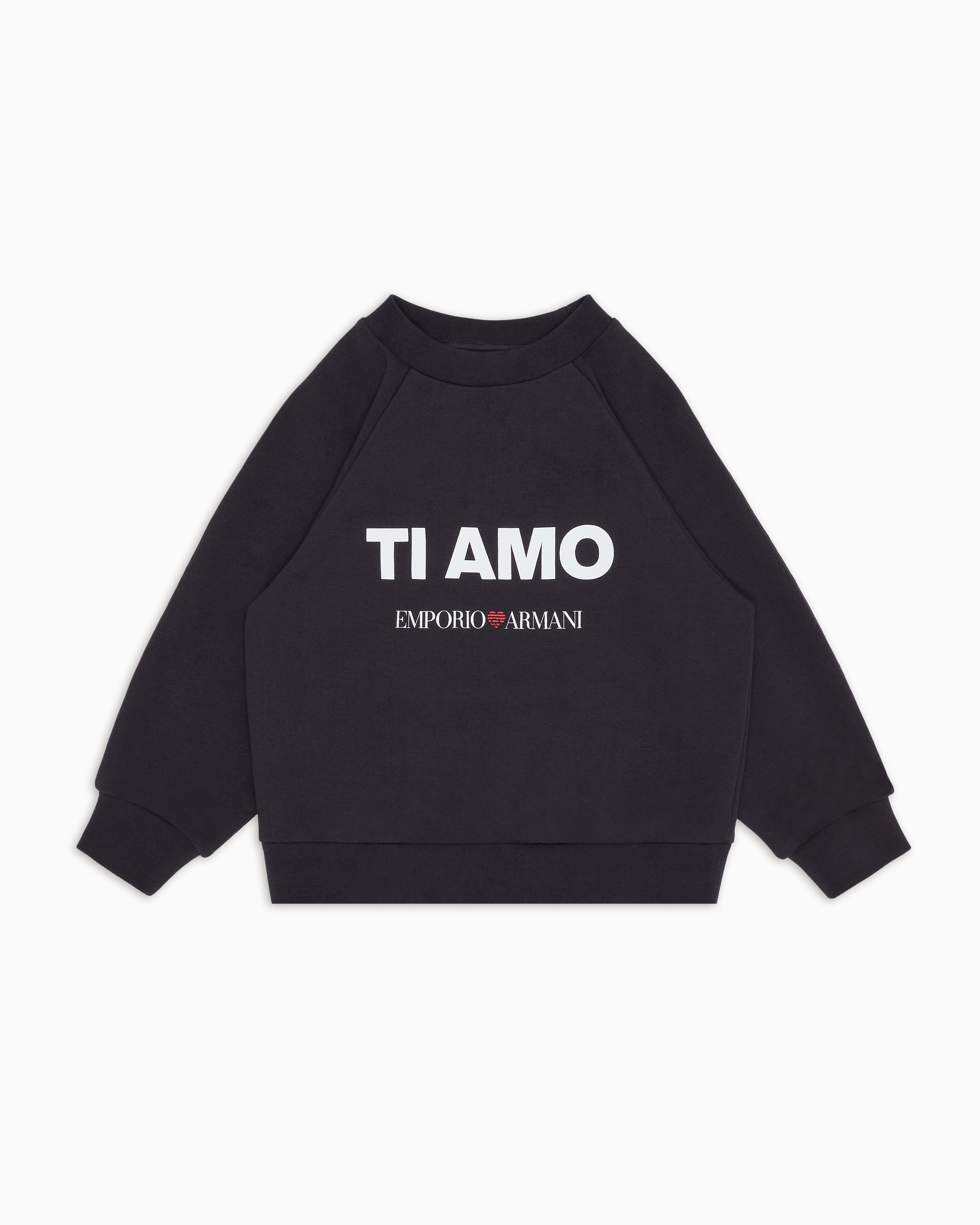 Emporio Armani - ASV French terry sweatshirt with Ti amo print, Boy, Navy Blue, Size: