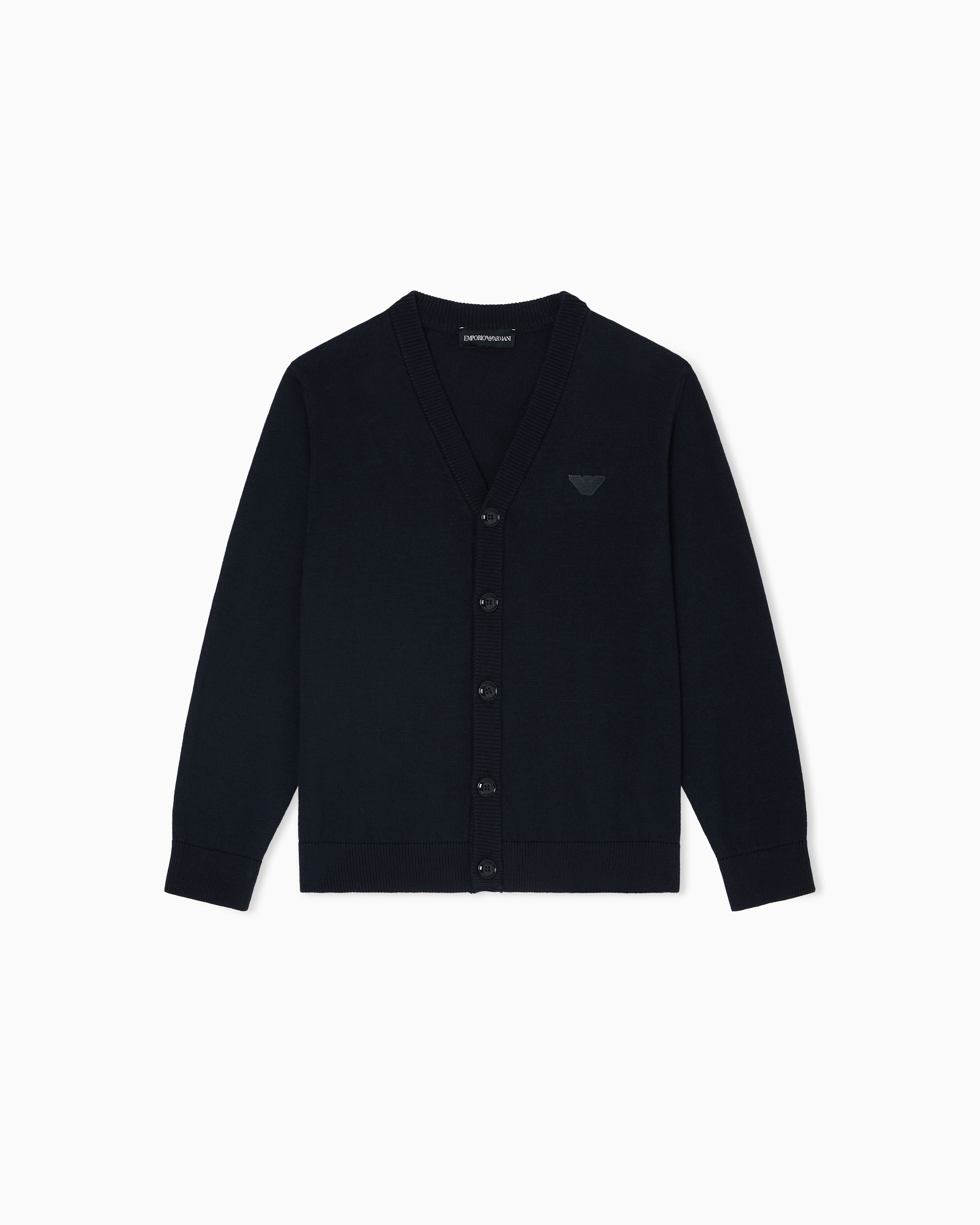 Emporio Armani Cardigan Scollo A V In Misto Cotone Organico Asv
