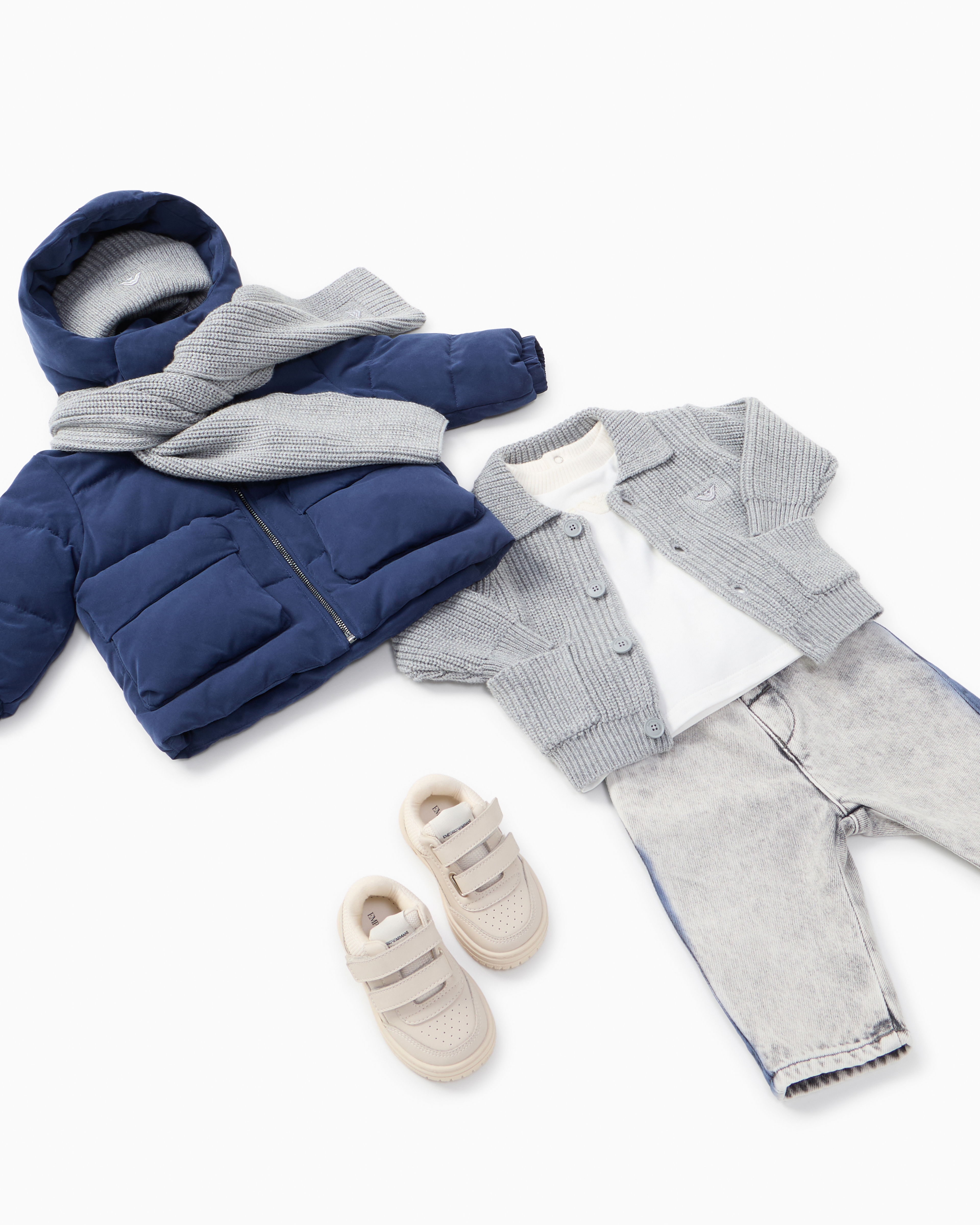 Emporio Armani - Hooded jacket technical fabric, Boy, Blue, Size: