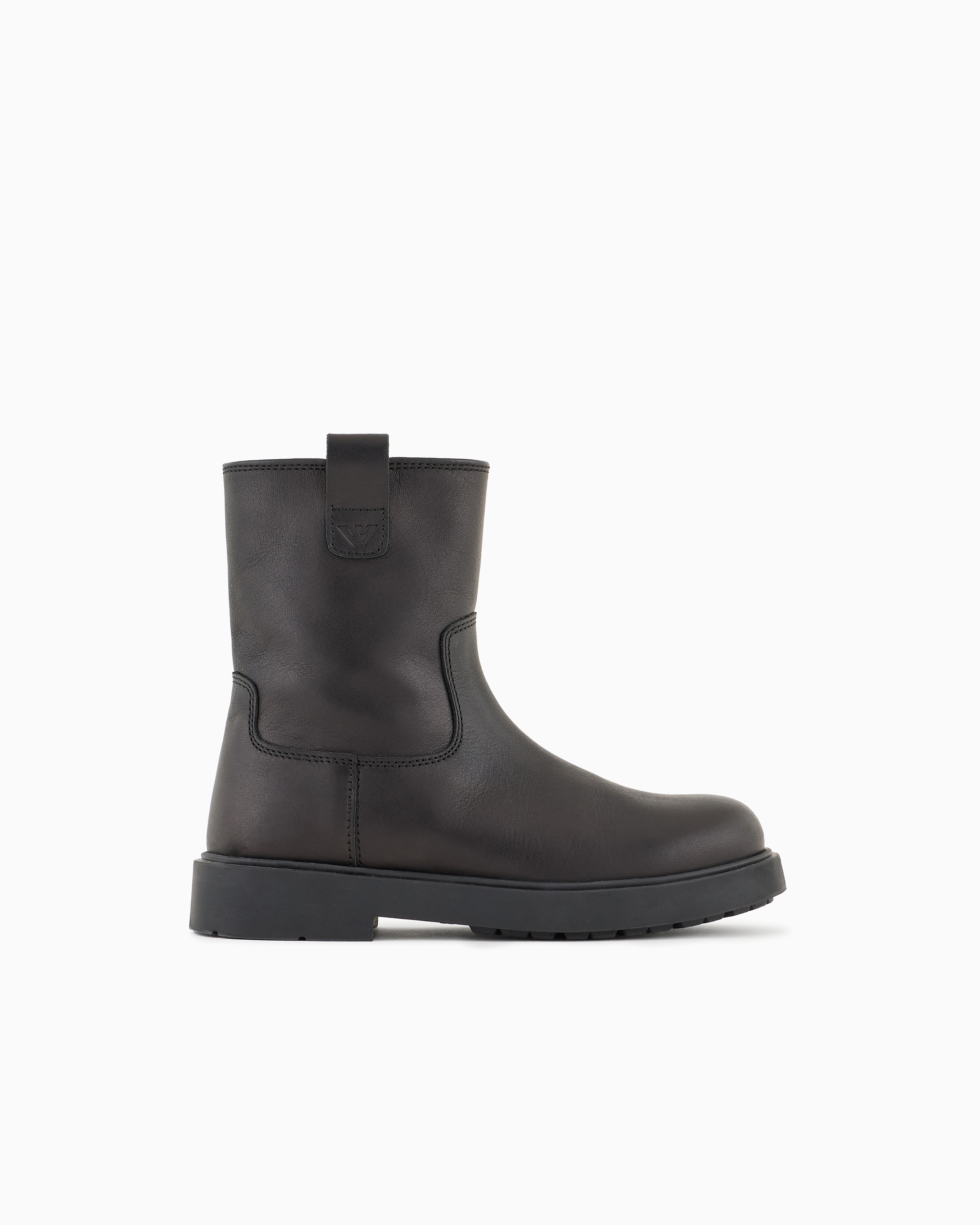 Emporio Armani Black Leather Ankle Boots