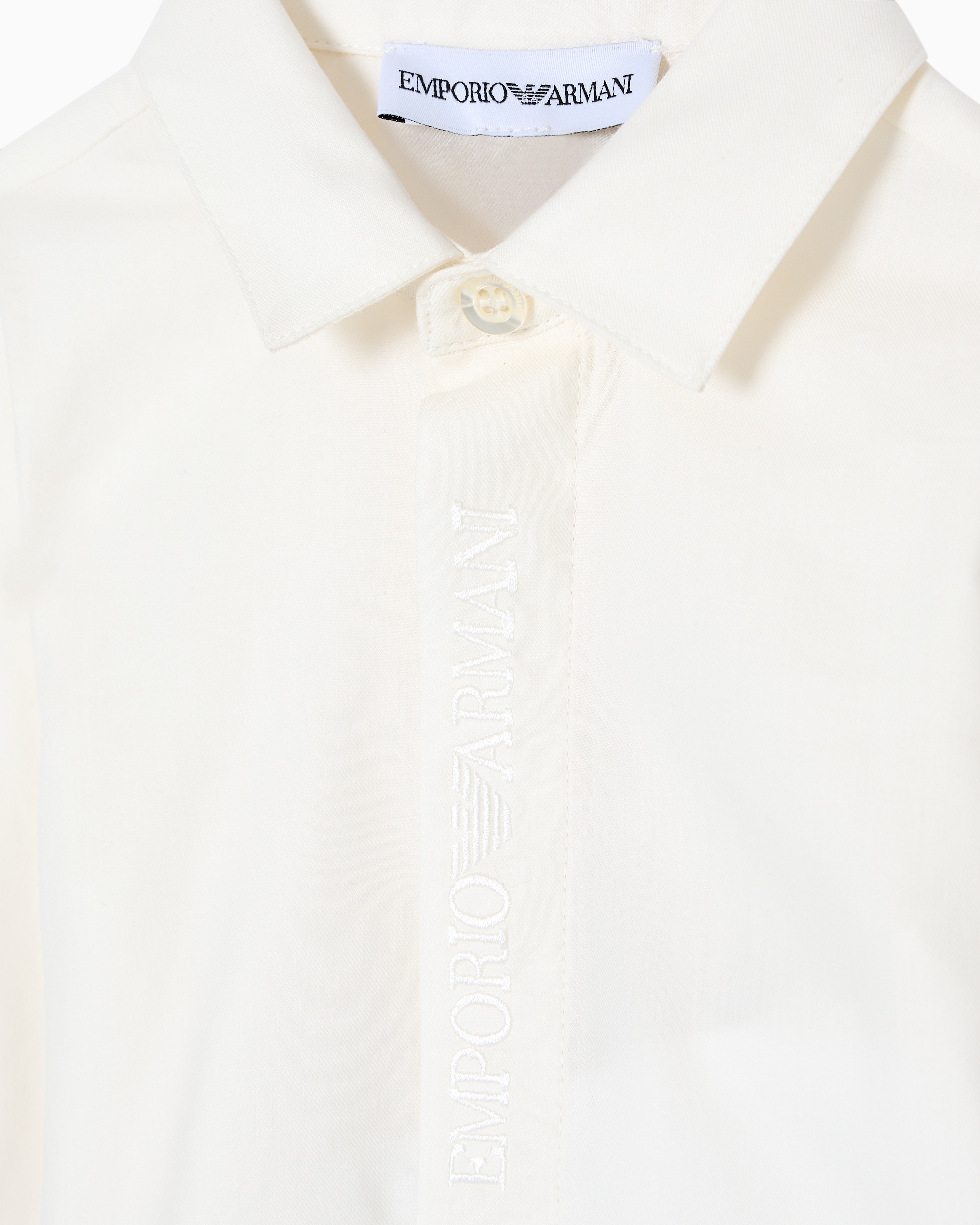 Emporio Armani - ASV organic poplin shirt with matching logo embroidery, Boy, White, Size: