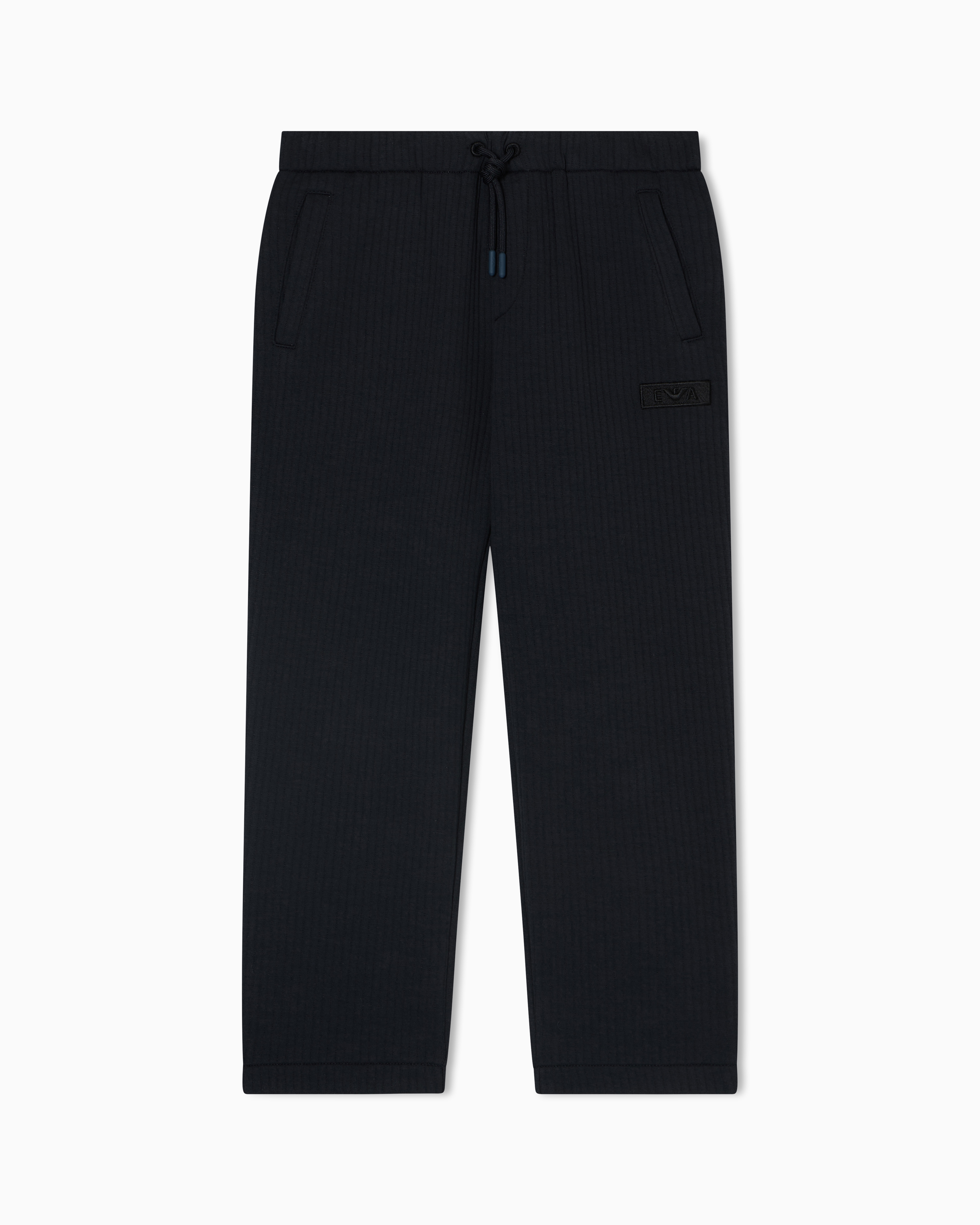 Emporio Armani - Loose-fit quilted jersey trousers, Boy, Navy Blue, Size: