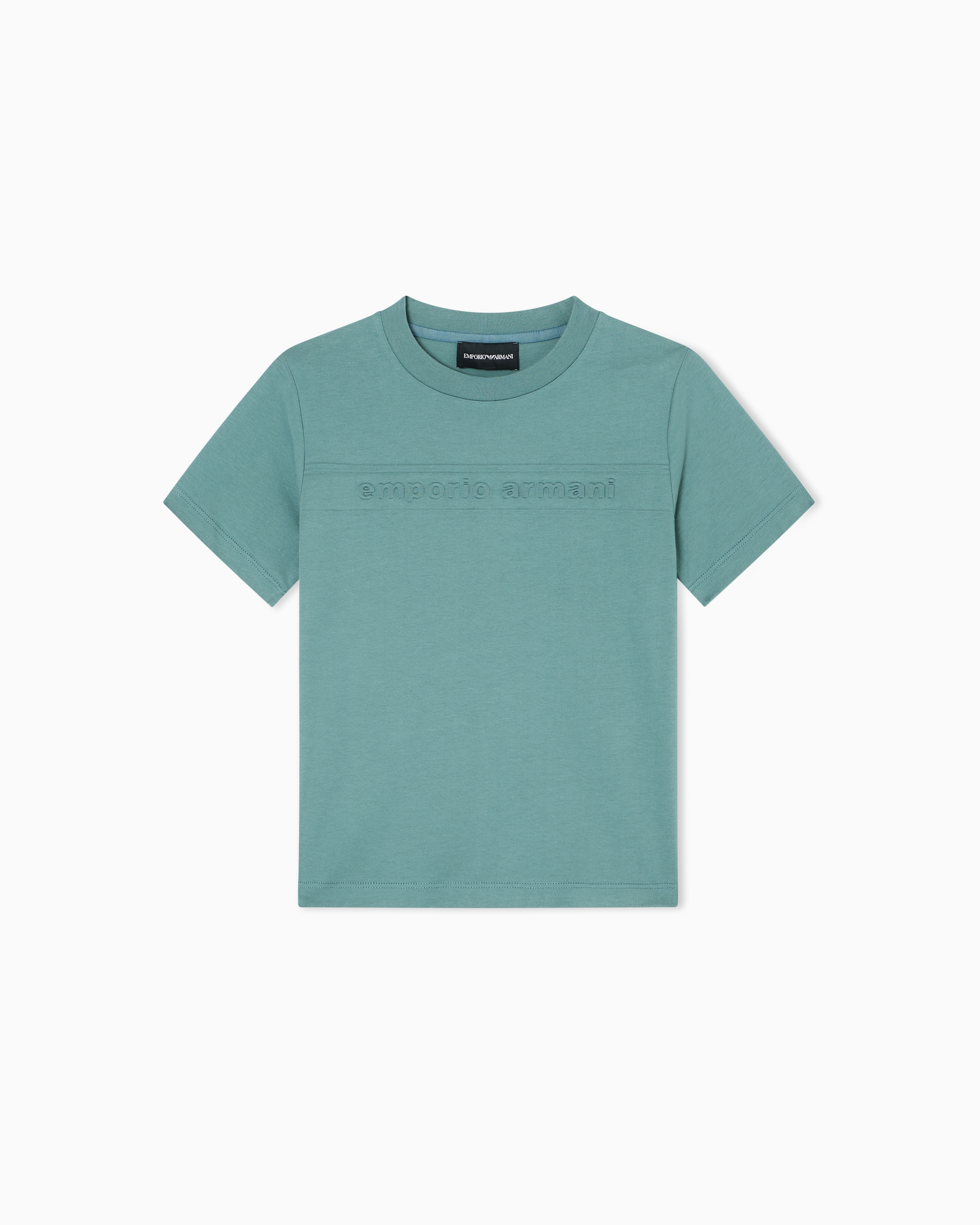 Emporio Armani - ASV comfort-fit jersey T-shirt with embossed logo, Boy, Green, Size: