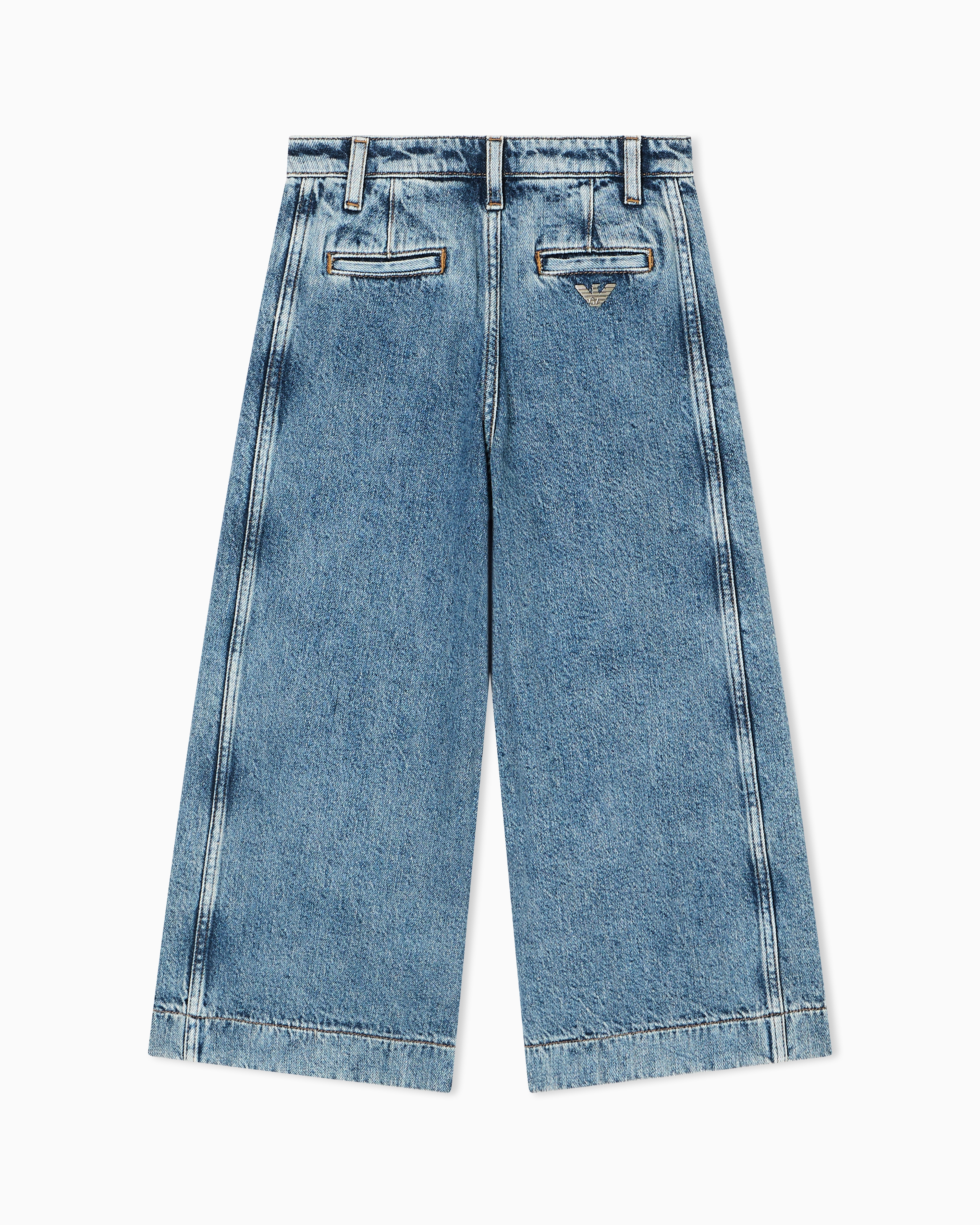 Emporio Armani - Wide-leg comfort denim jeans, Girl, Blue, Size:
