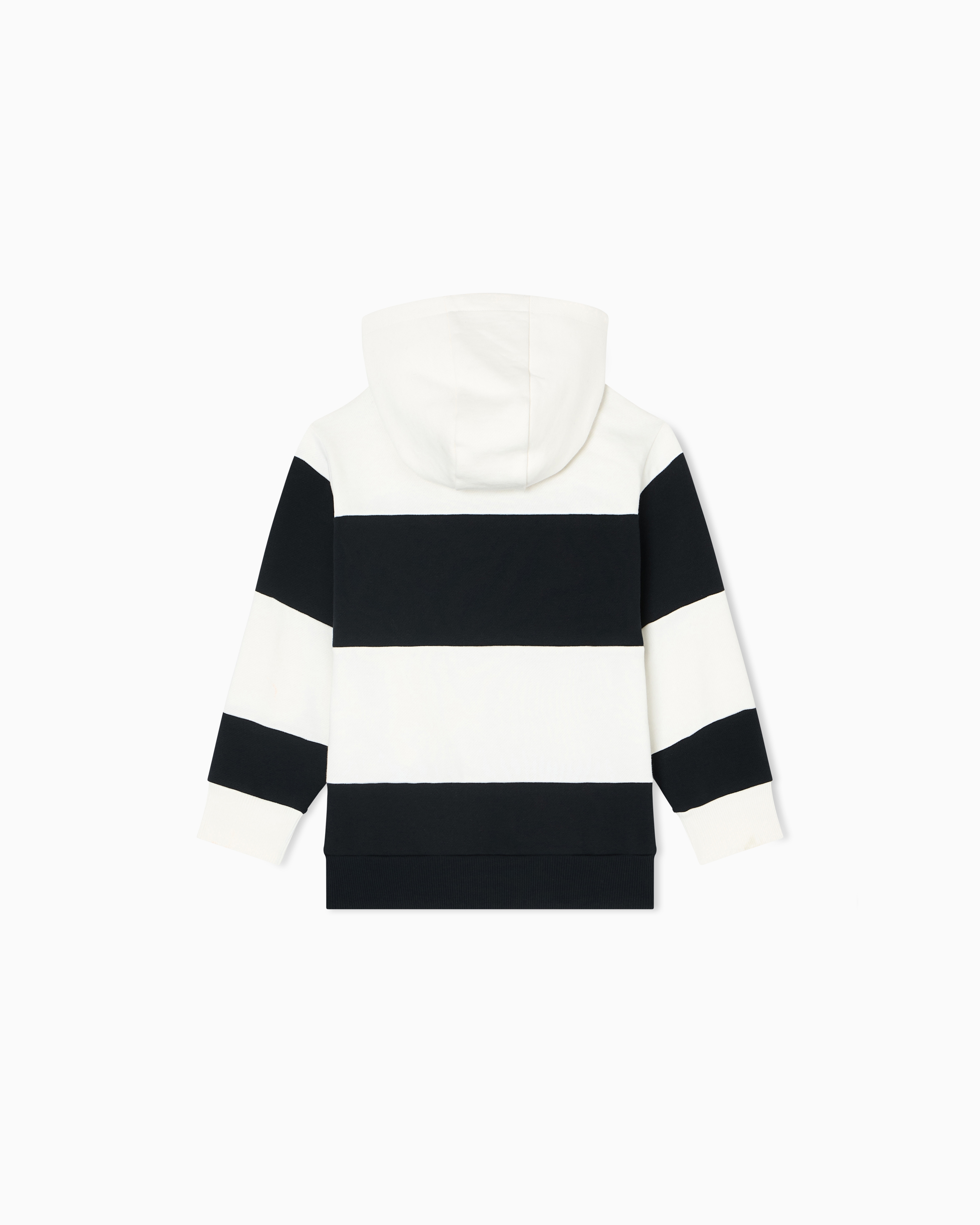 Emporio Armani - ASV hooded jersey sweatshirt with a striped motif, Boy, Navy Blue, Size: