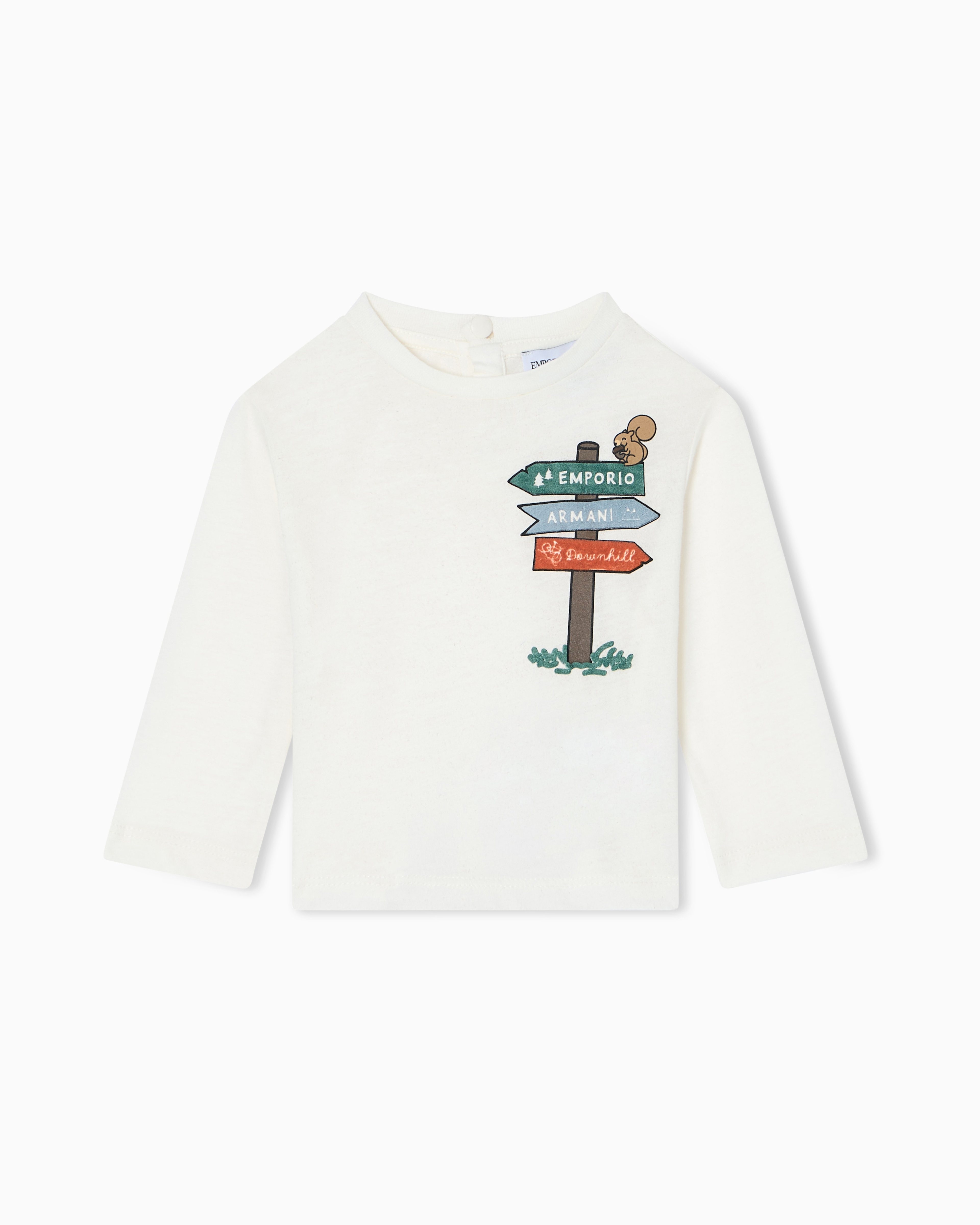 Emporio Armani - ASV long-sleeved, jersey T-shirt with print, Boy, White, Size: