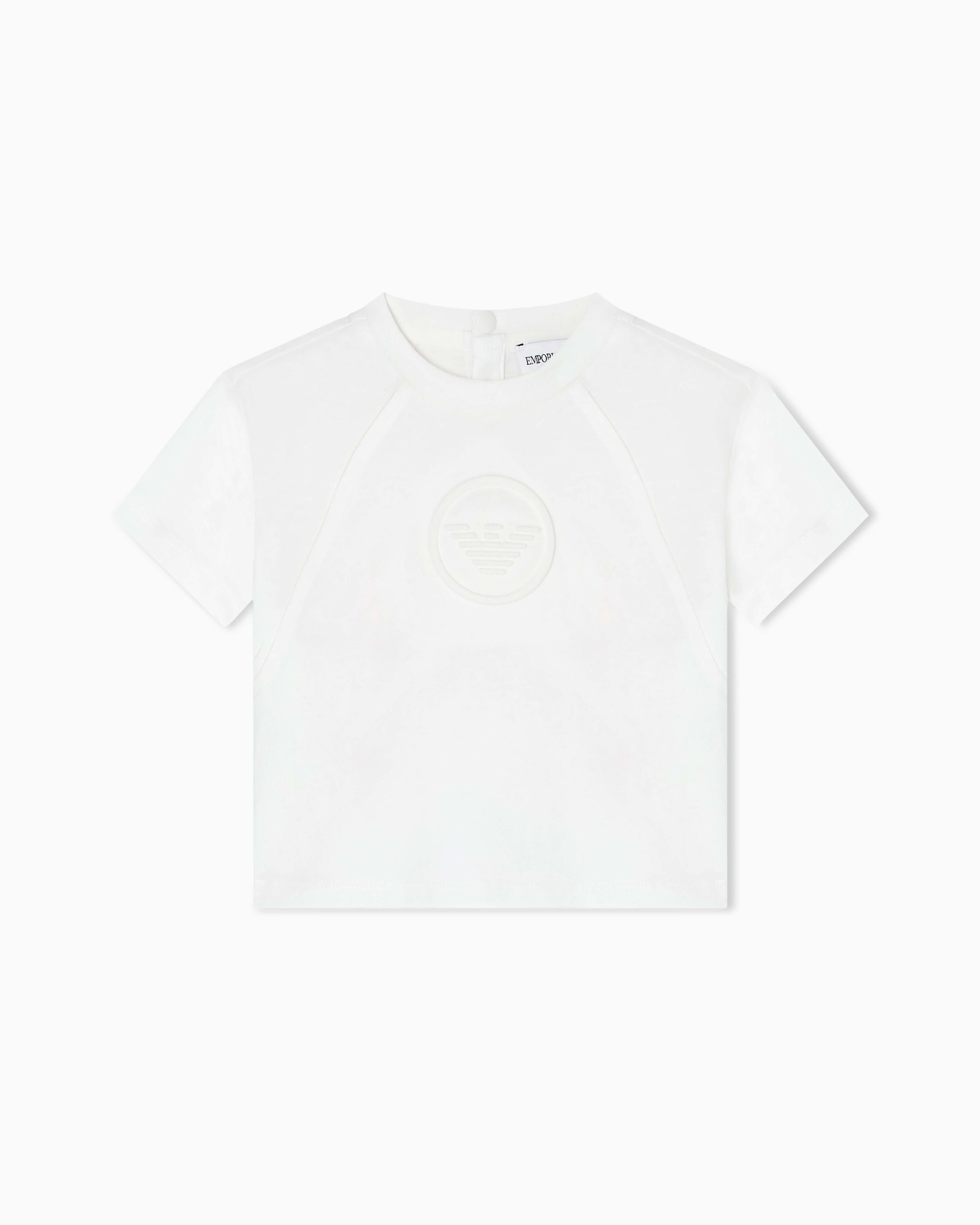 Emporio Armani White Asv Jersey T-Shirt With Embossed Logo