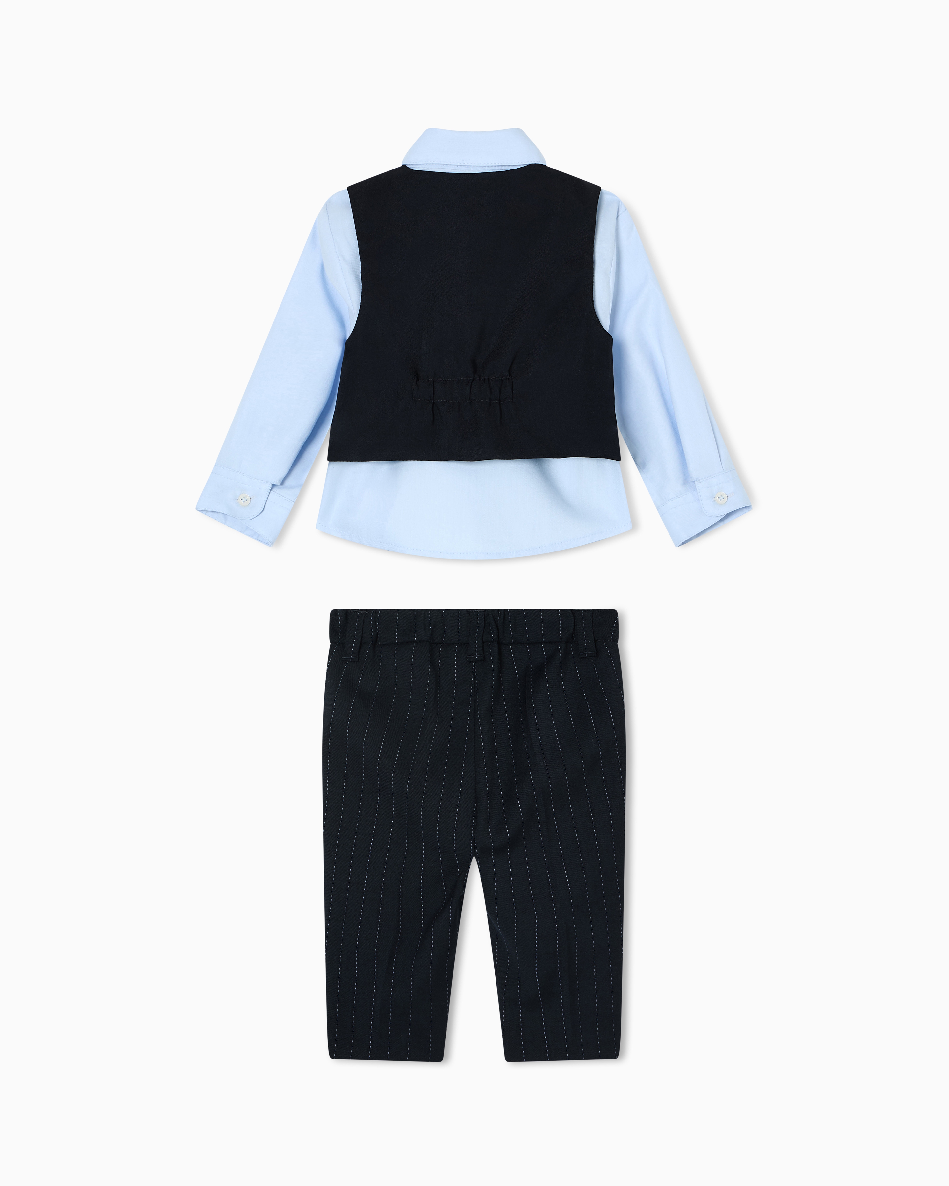 Emporio Armani - Suit with shirt, waistcoat and trousers a pinstripe motif, Boy, Blue, Size:
