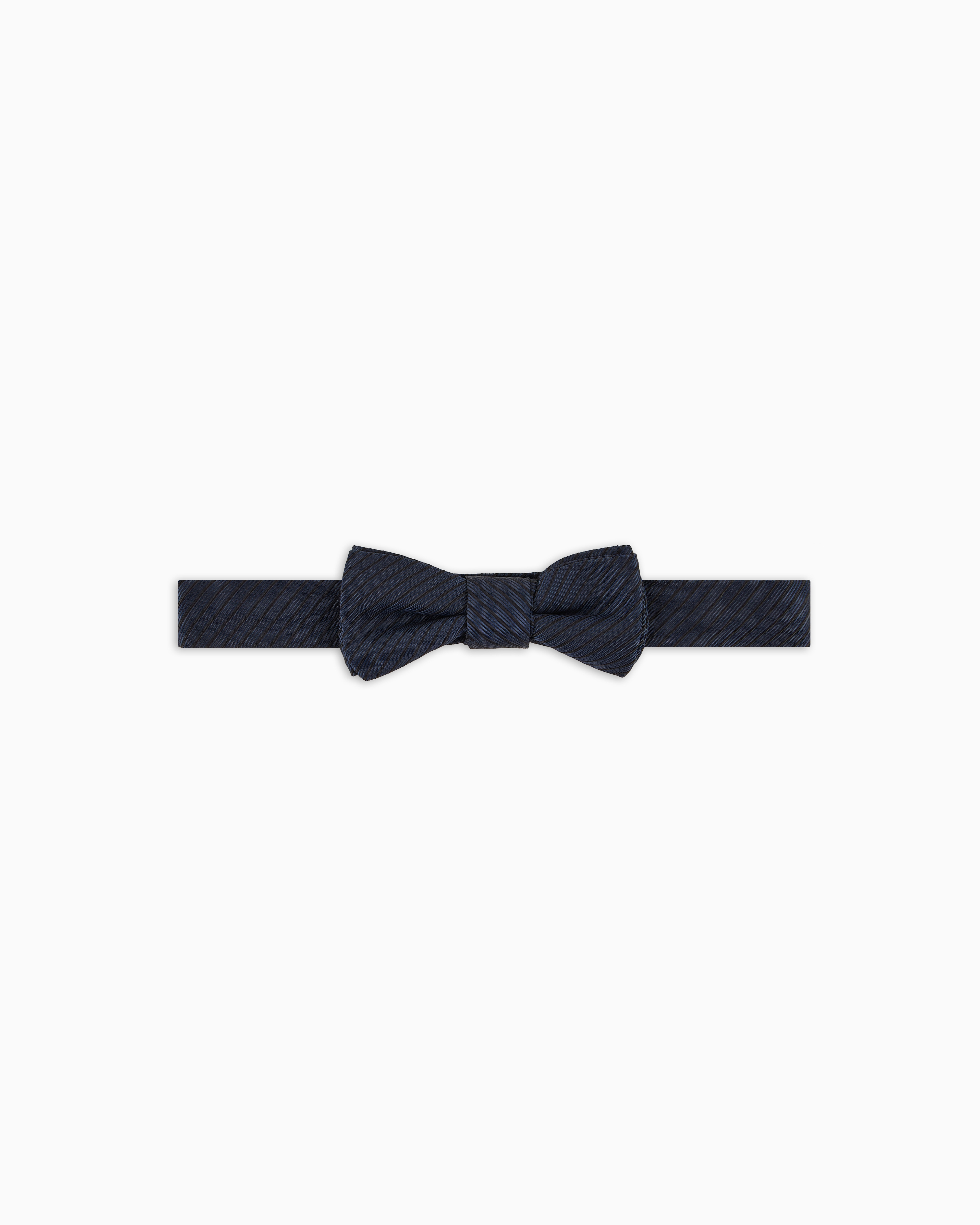 Emporio Armani Blue Striped Pure Ottoman Silk Bow Tie