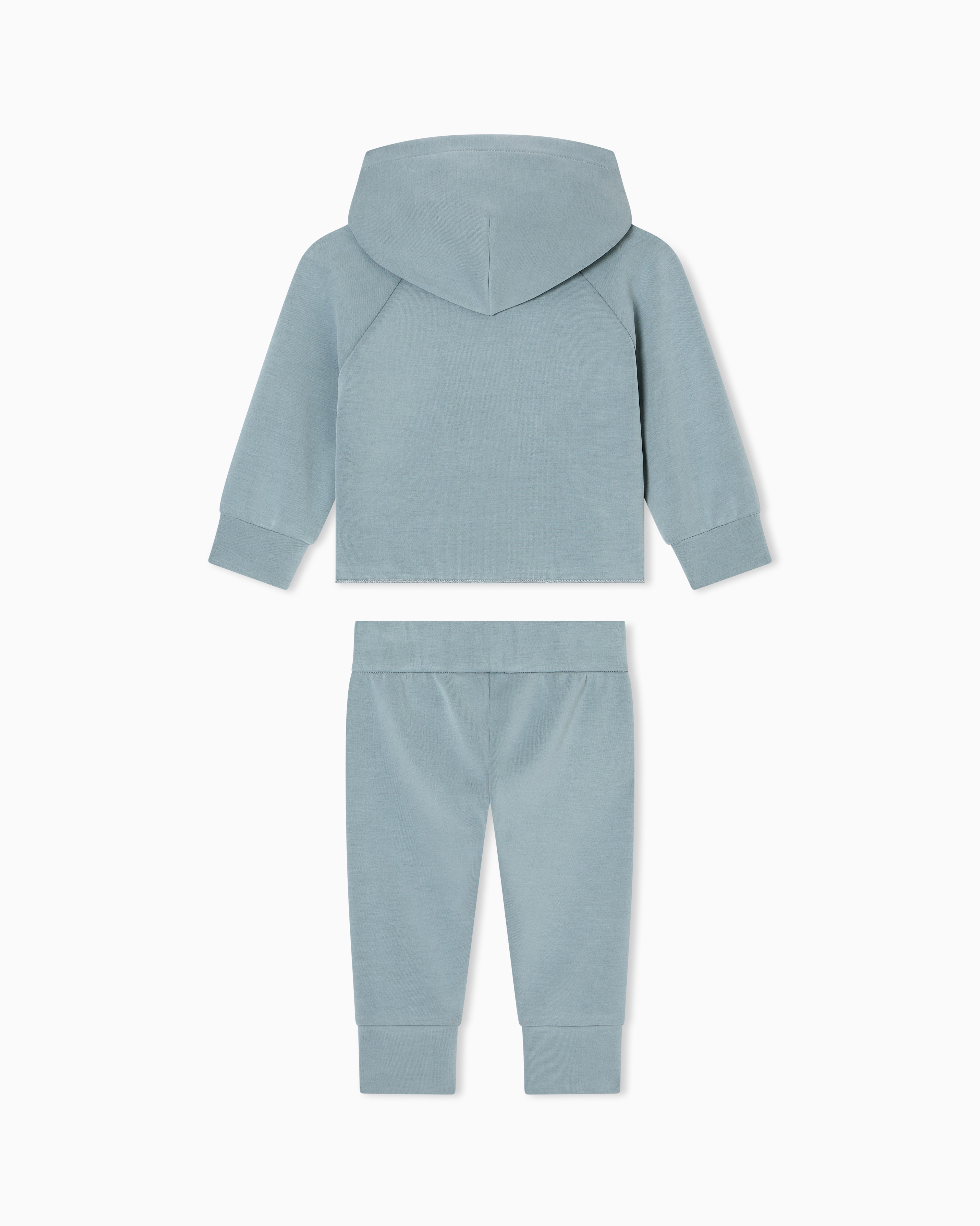 Emporio Armani - Cupro tracksuit with zip-up, hooded sweatshirt, Girl, Light Blue, Size: