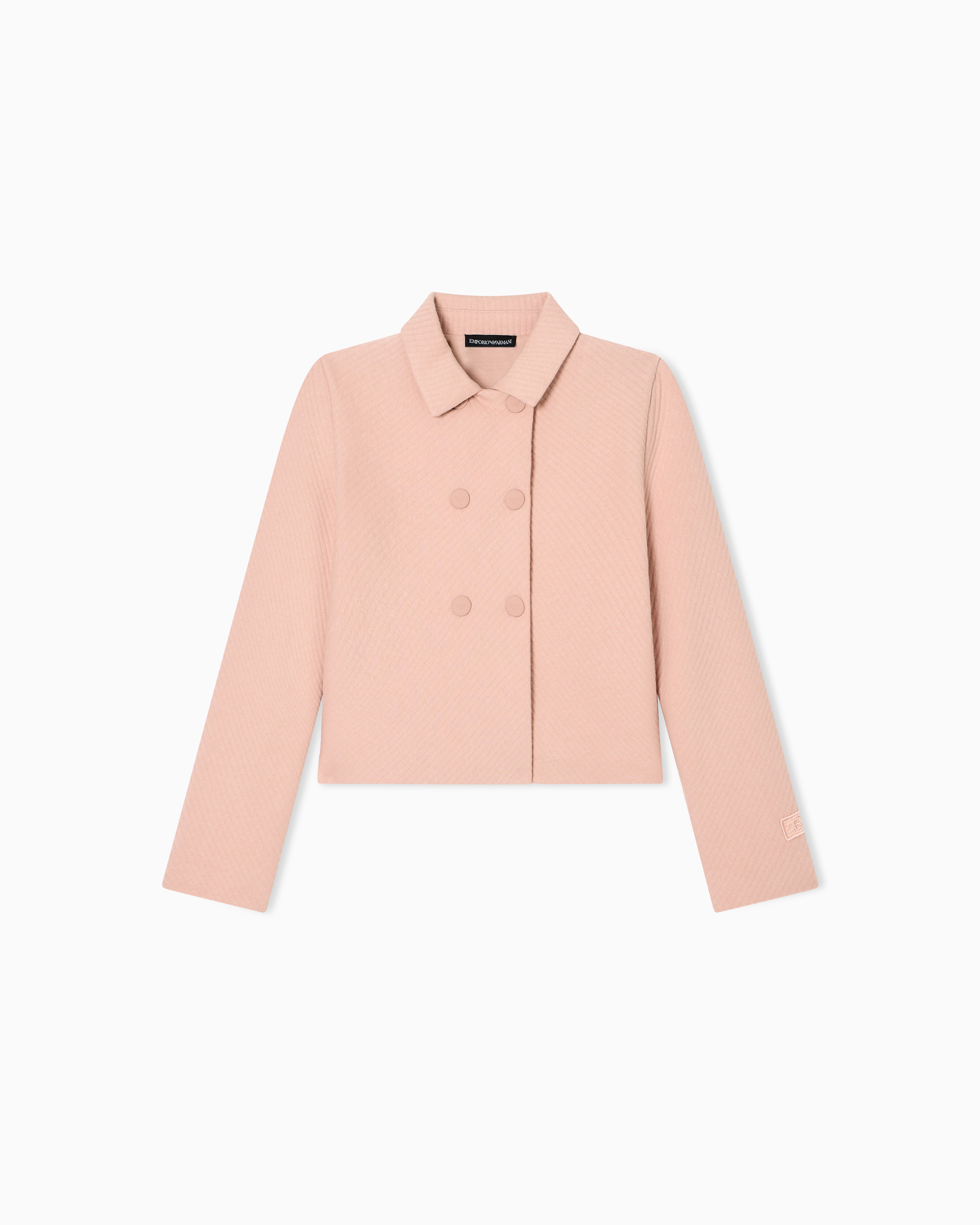 Emporio Armani - Quilted jersey double-breasted jacket, Girl, Pink, Size: