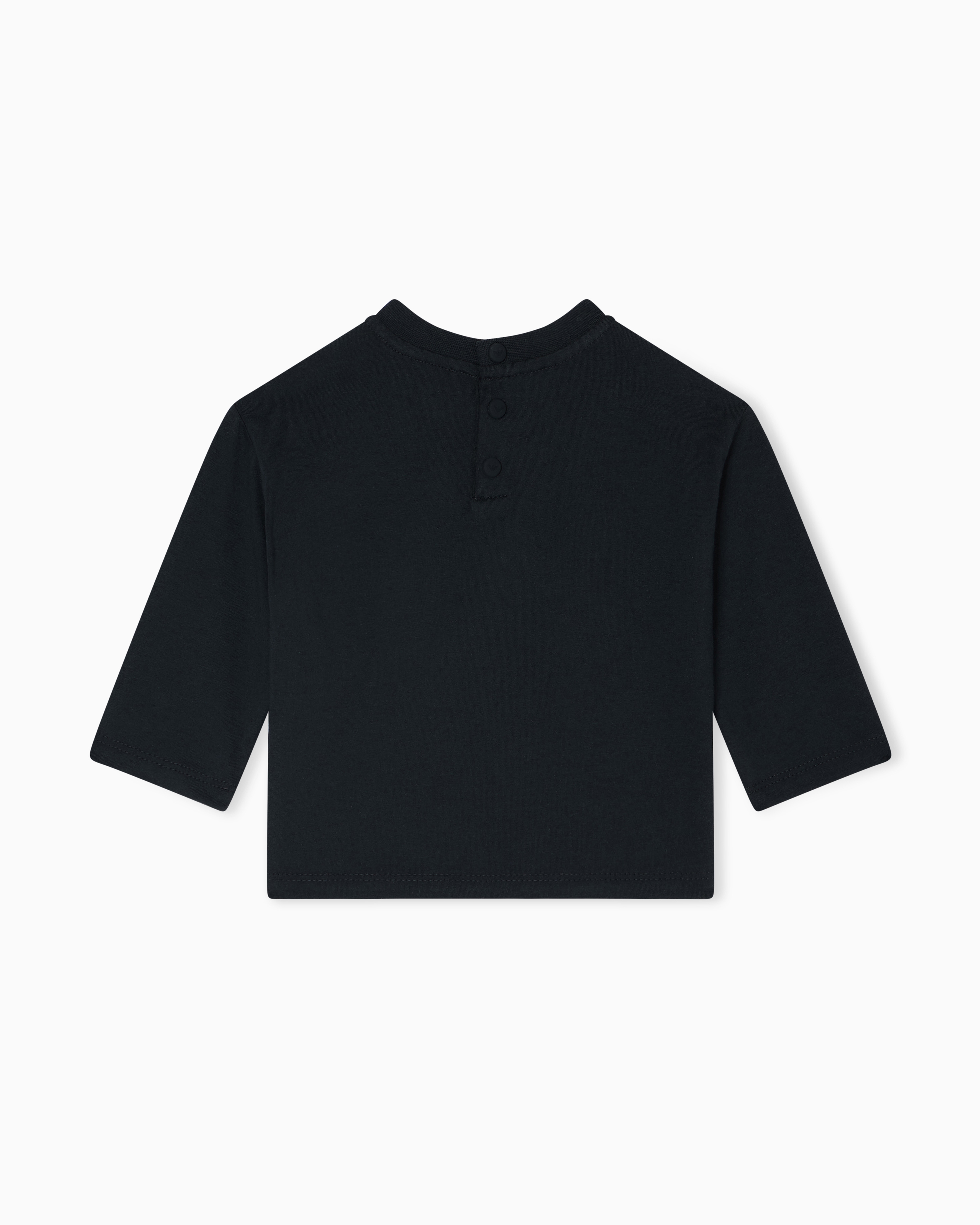 Emporio Armani - ASV long-sleeved jersey T-shirt with oversized eagle logo, Boy, Navy Blue, Size: