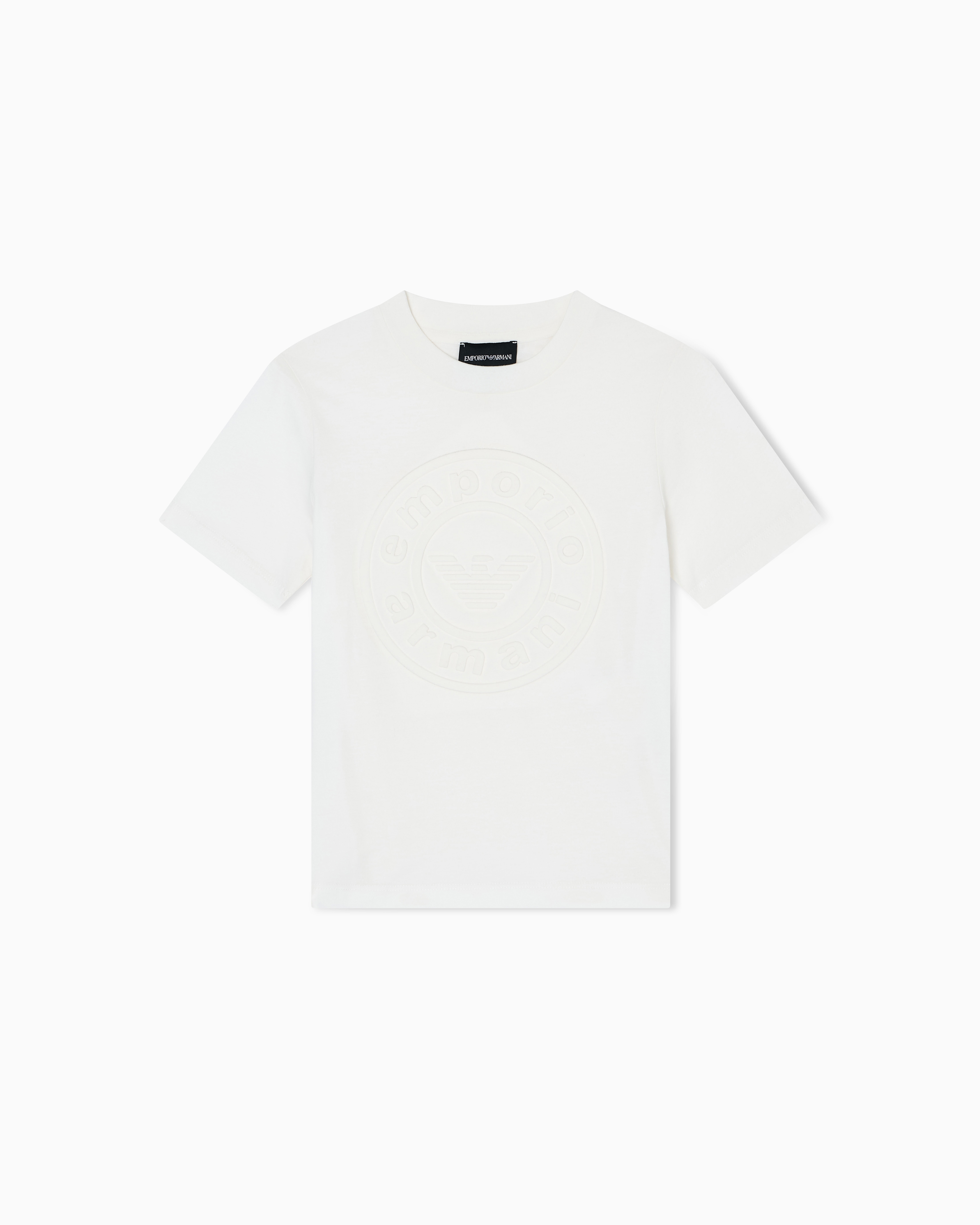 Emporio Armani White Asv Comfort-Fit Jersey T-Shirt With Embossed Logo